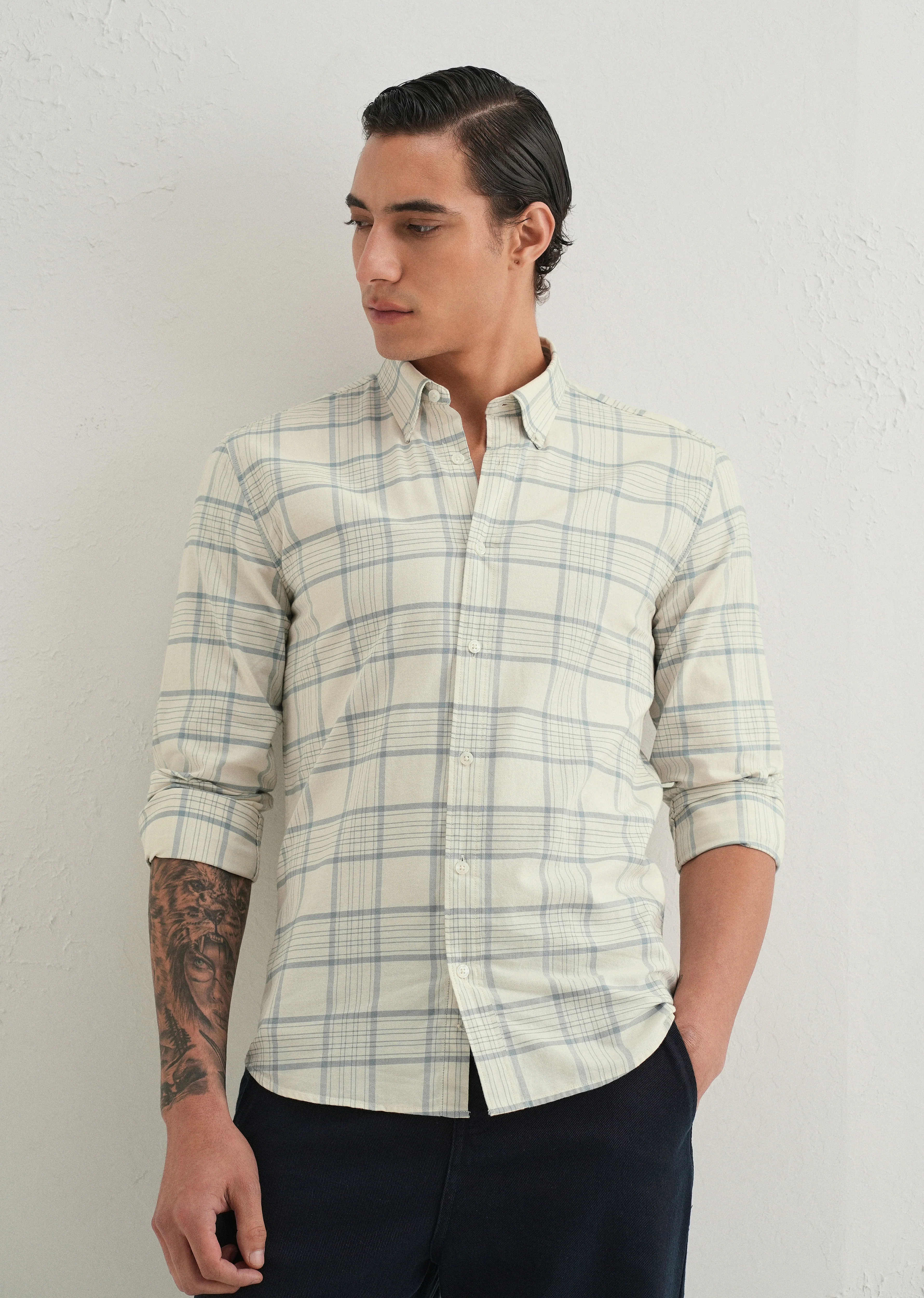 Blue Tattersall Check Shirt - Image 7