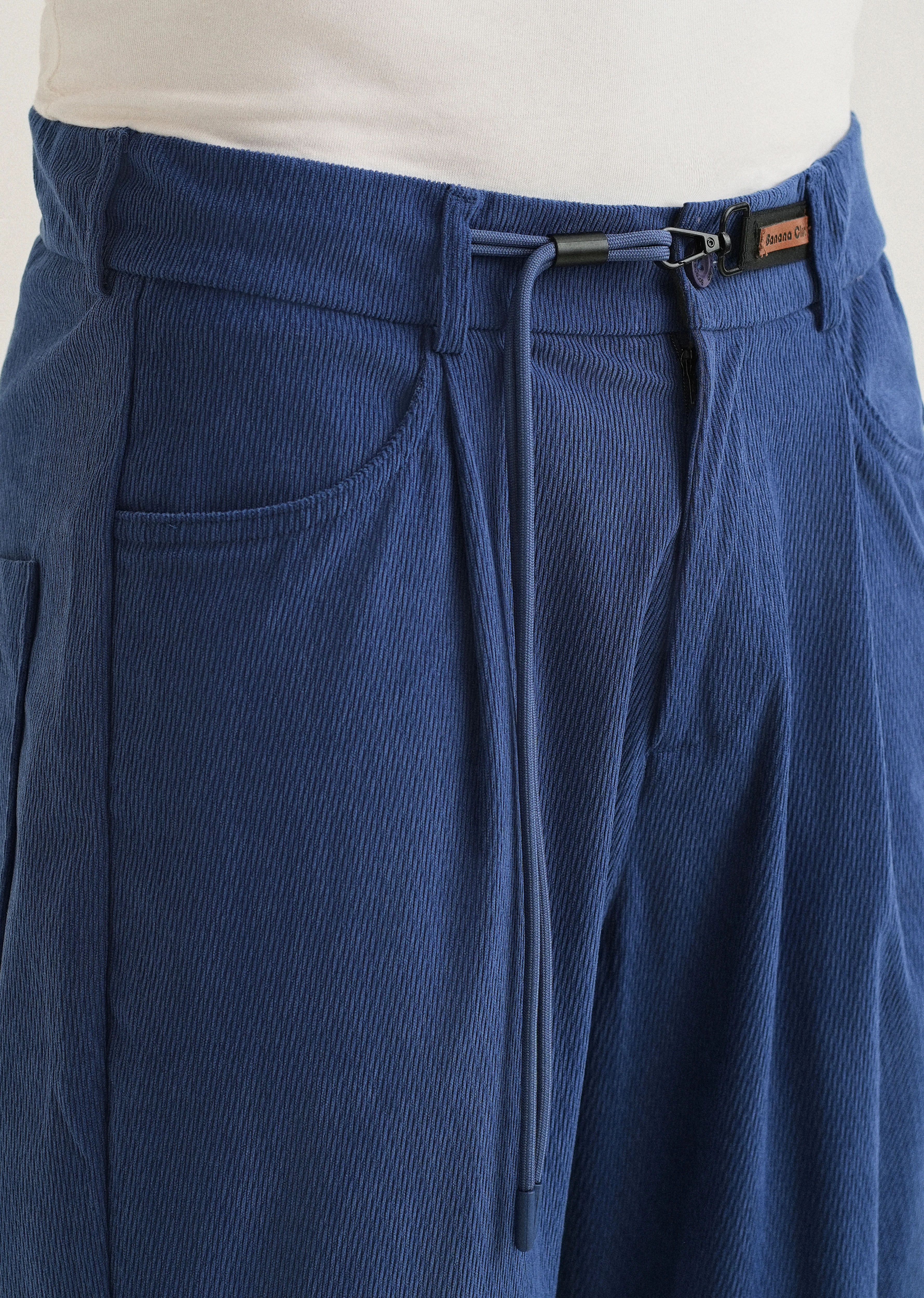 Blue Textured Corduroy Drawstring Pant - Image 5