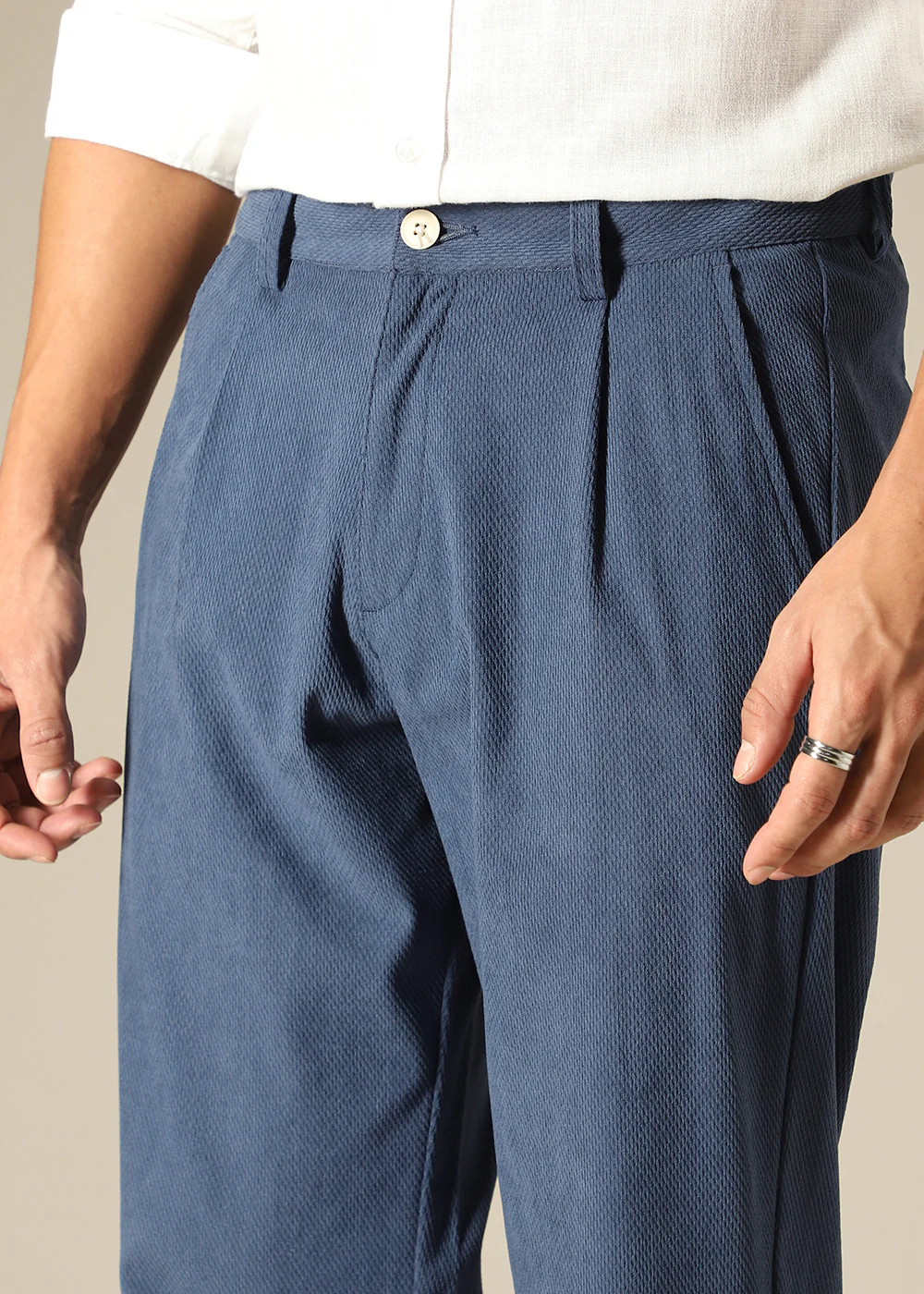 Blue Textured Corduroy Pant - Image 2
