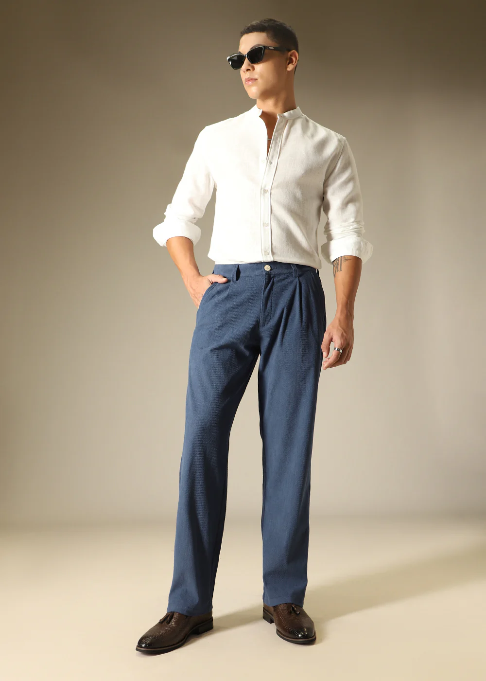 Blue Textured Corduroy Pant - Image 7