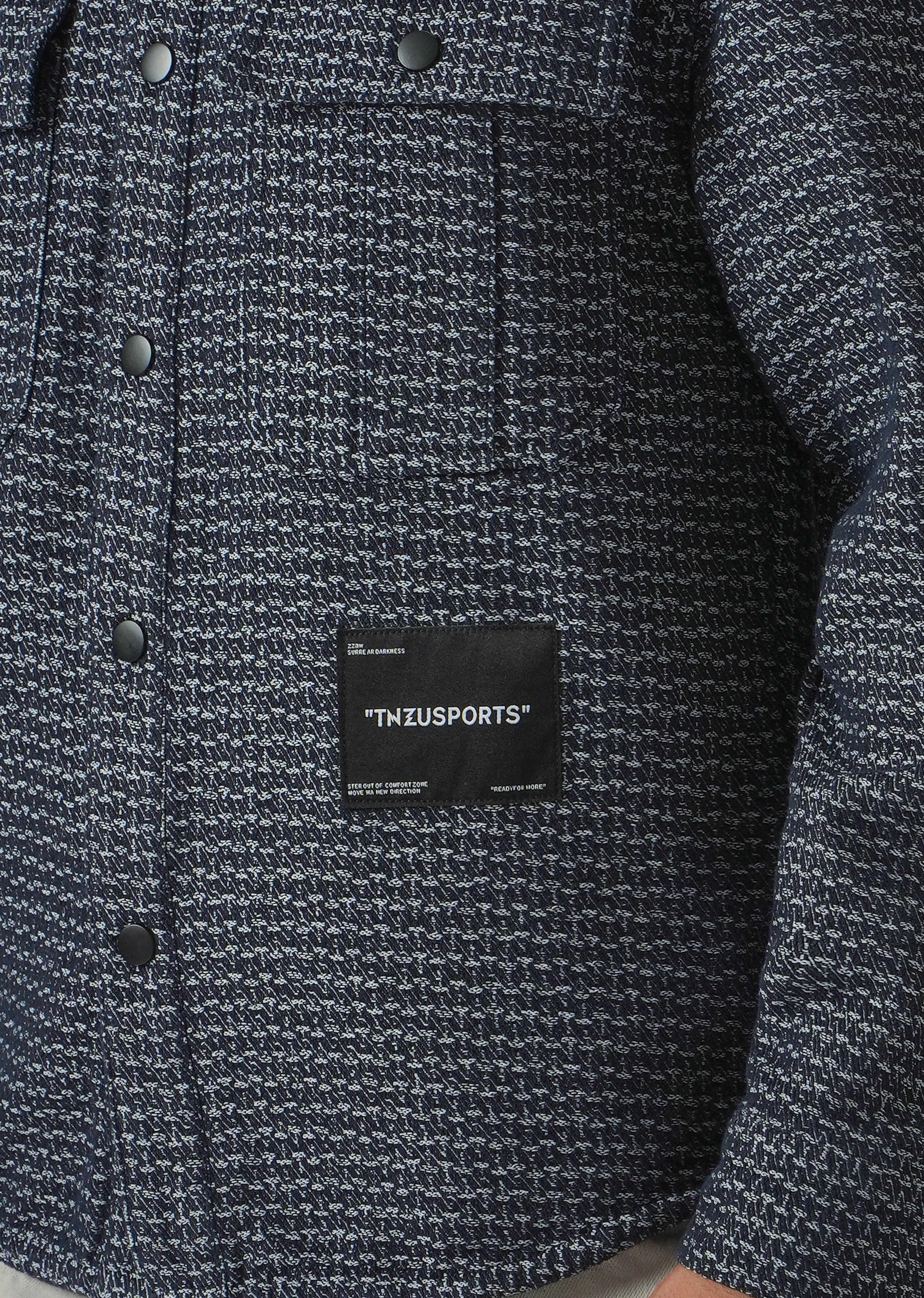 Blue Textured Denim Jacquard Jacket - Image 5