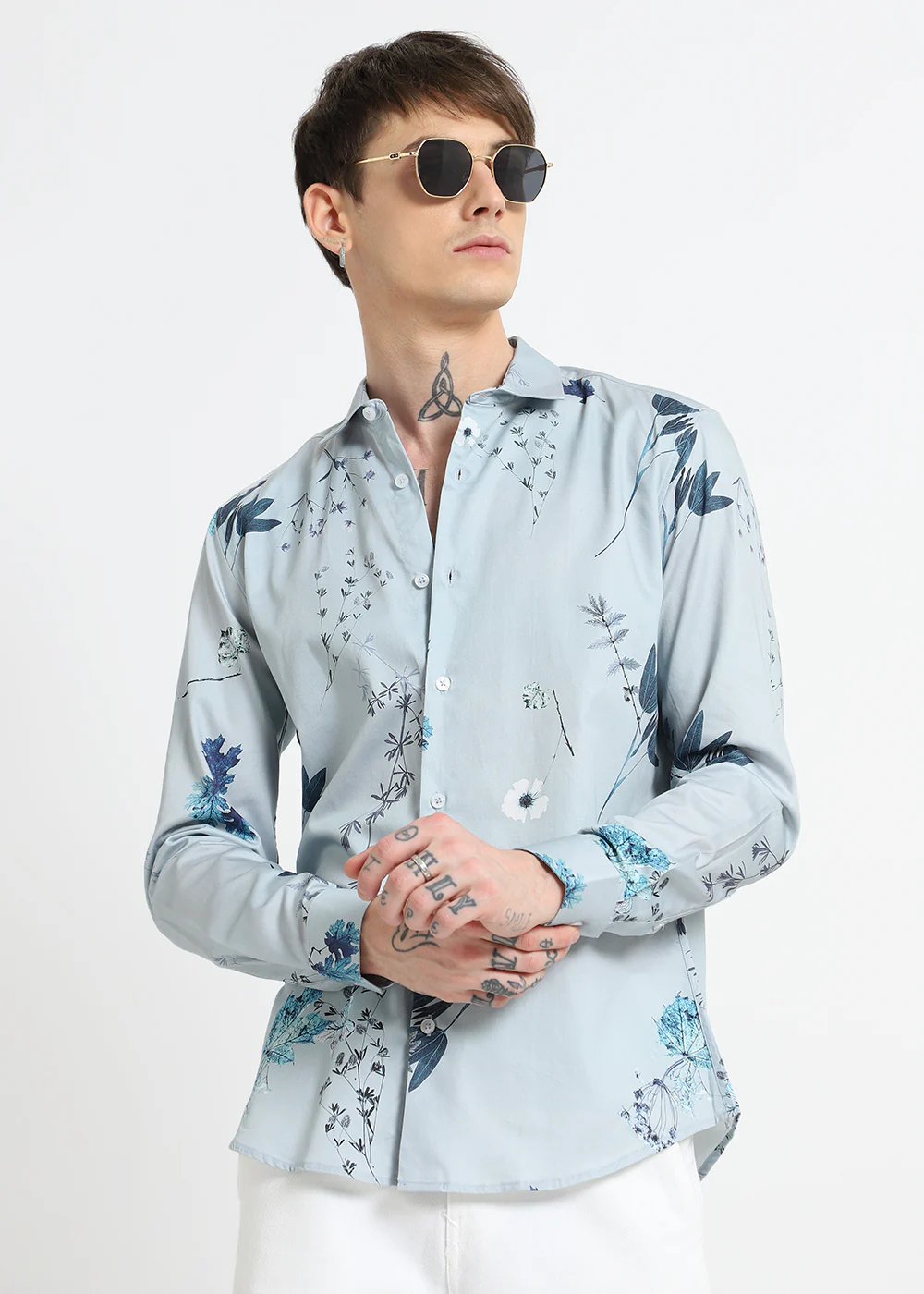 Blue Tropical Printed shirt - Image 2