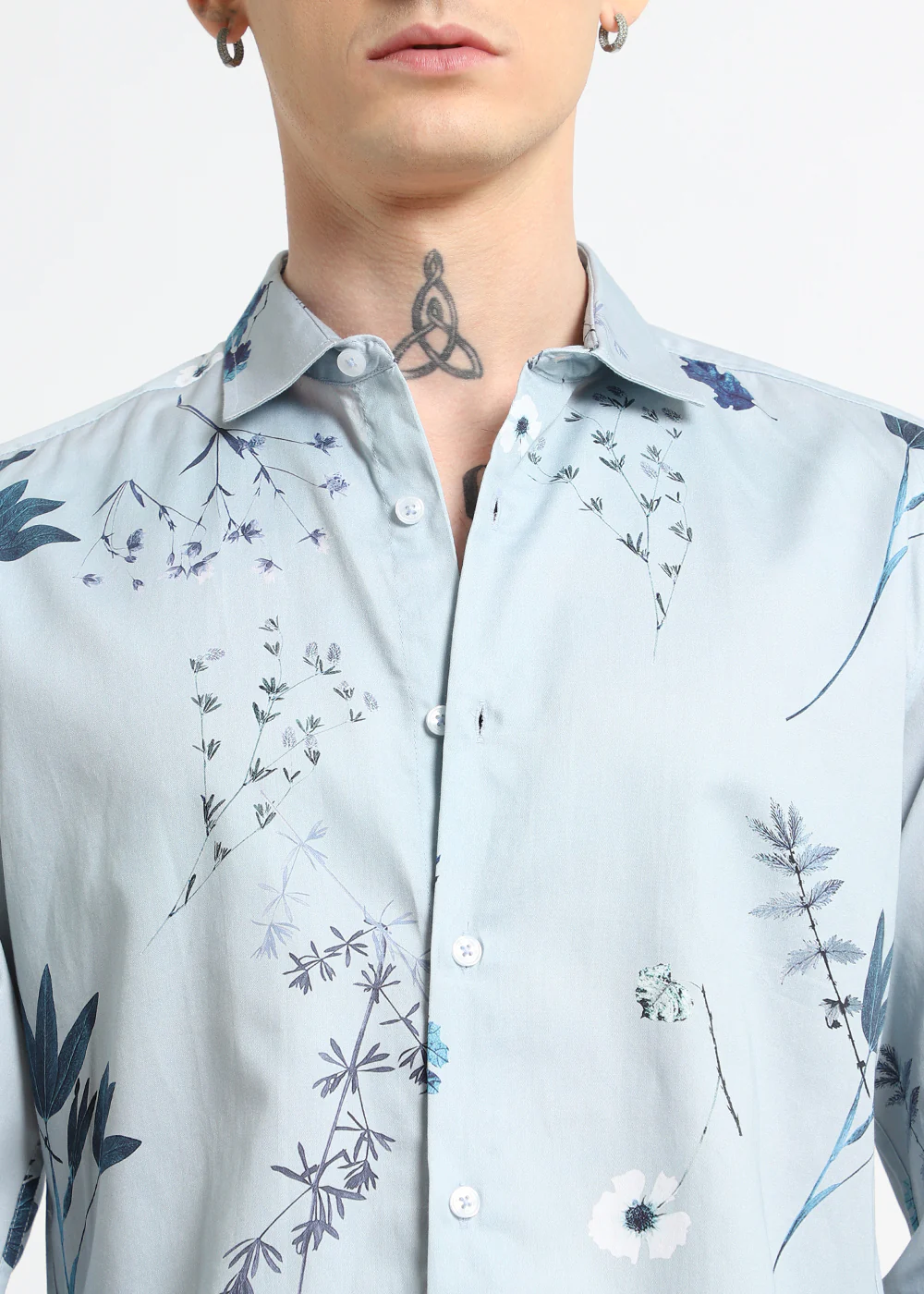 Blue Tropical Printed shirt - Image 3