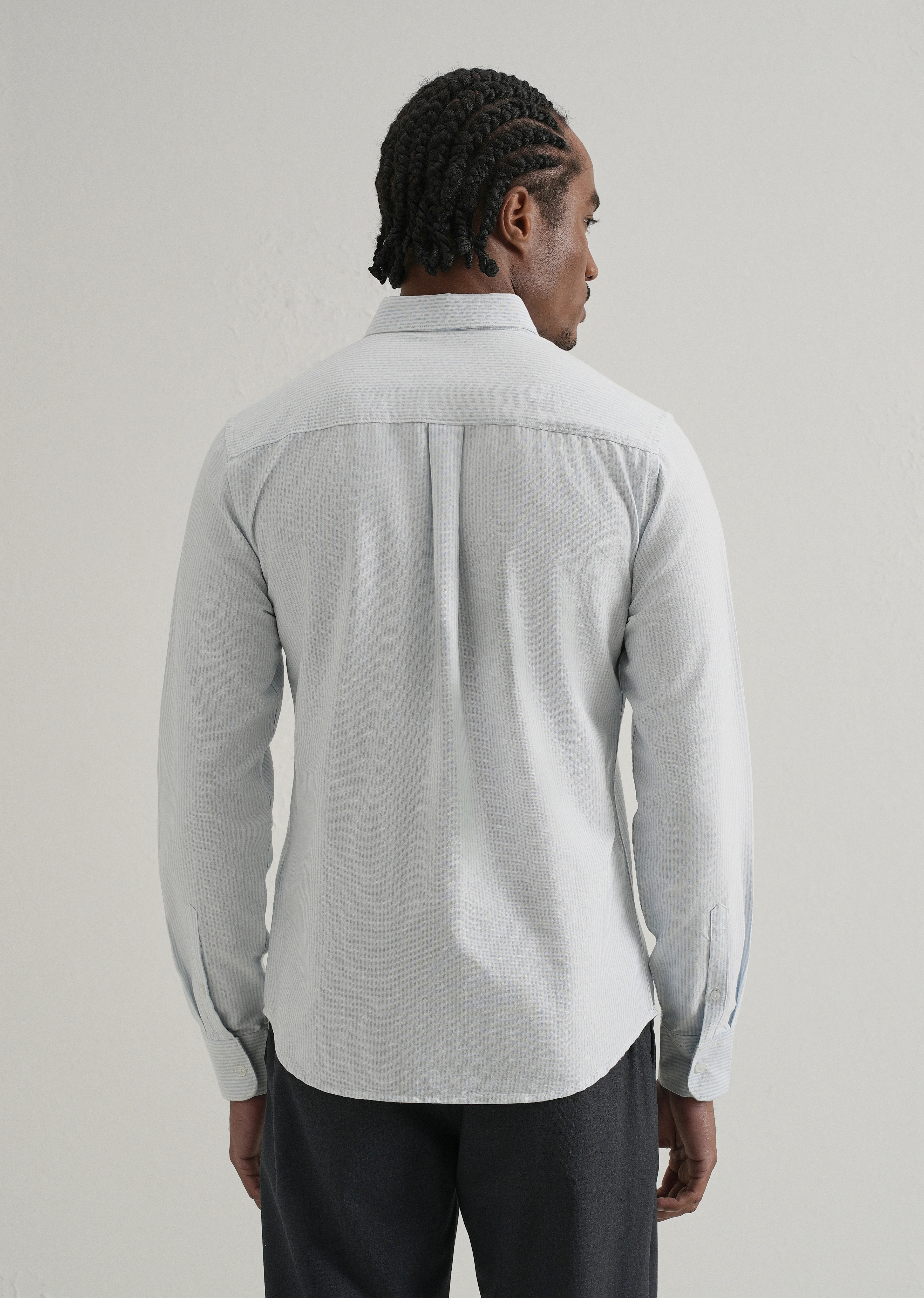 Blue Vertical Striped Cotton Shirt - Image 3