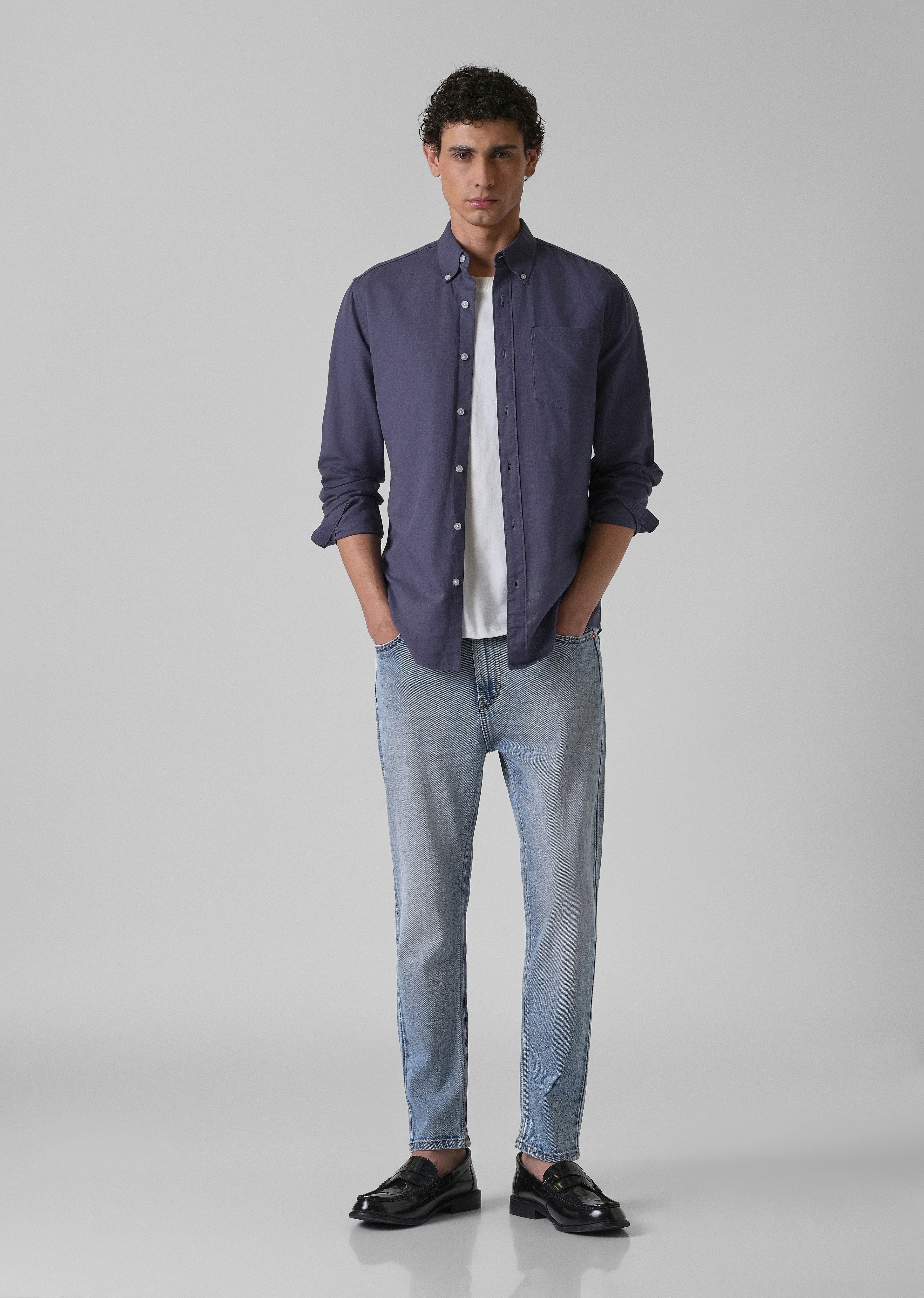 Blue Violet Cotton Linen Shirt - Image 6