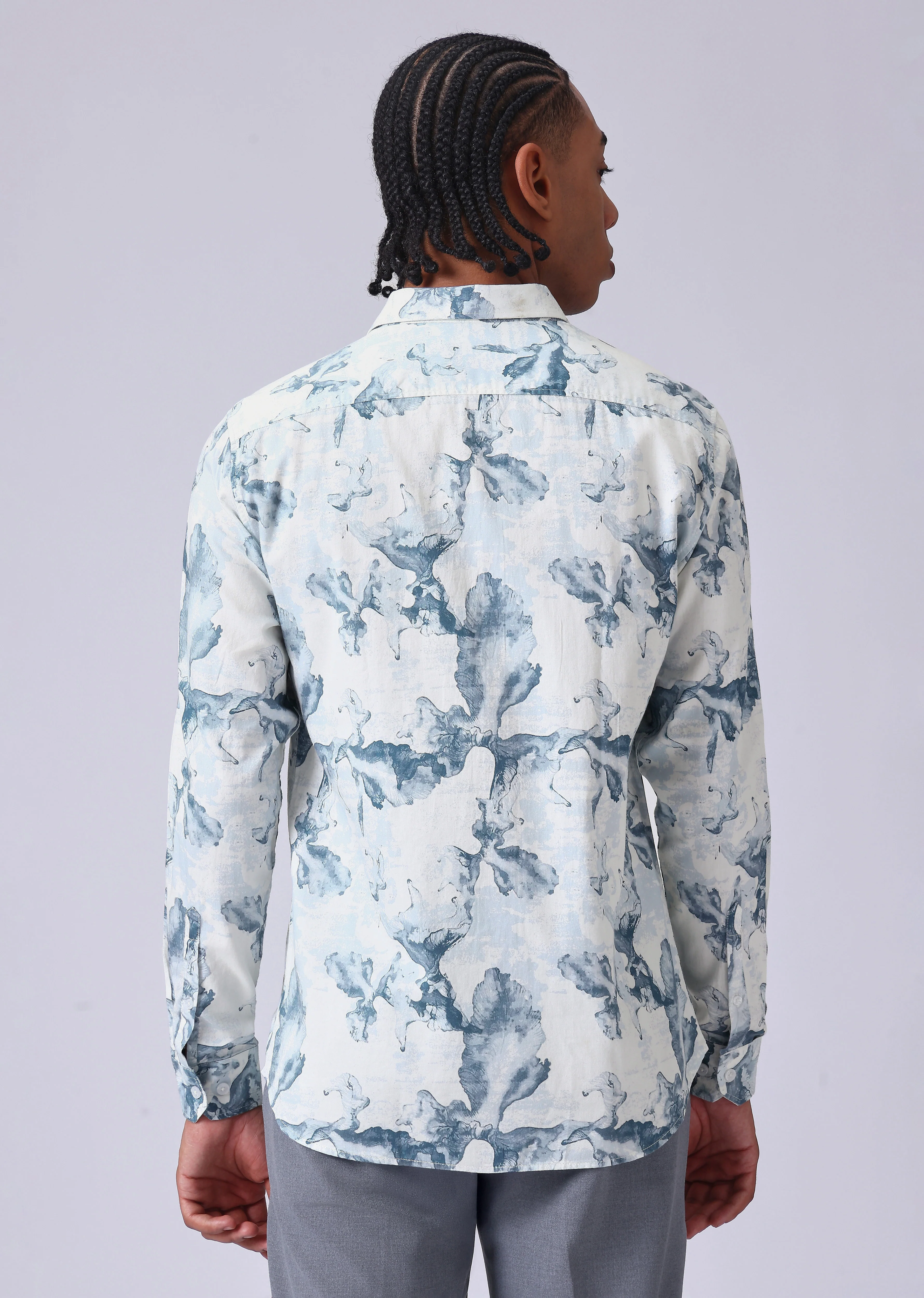 Blue Wash Abstract Print Shirt - Image 2