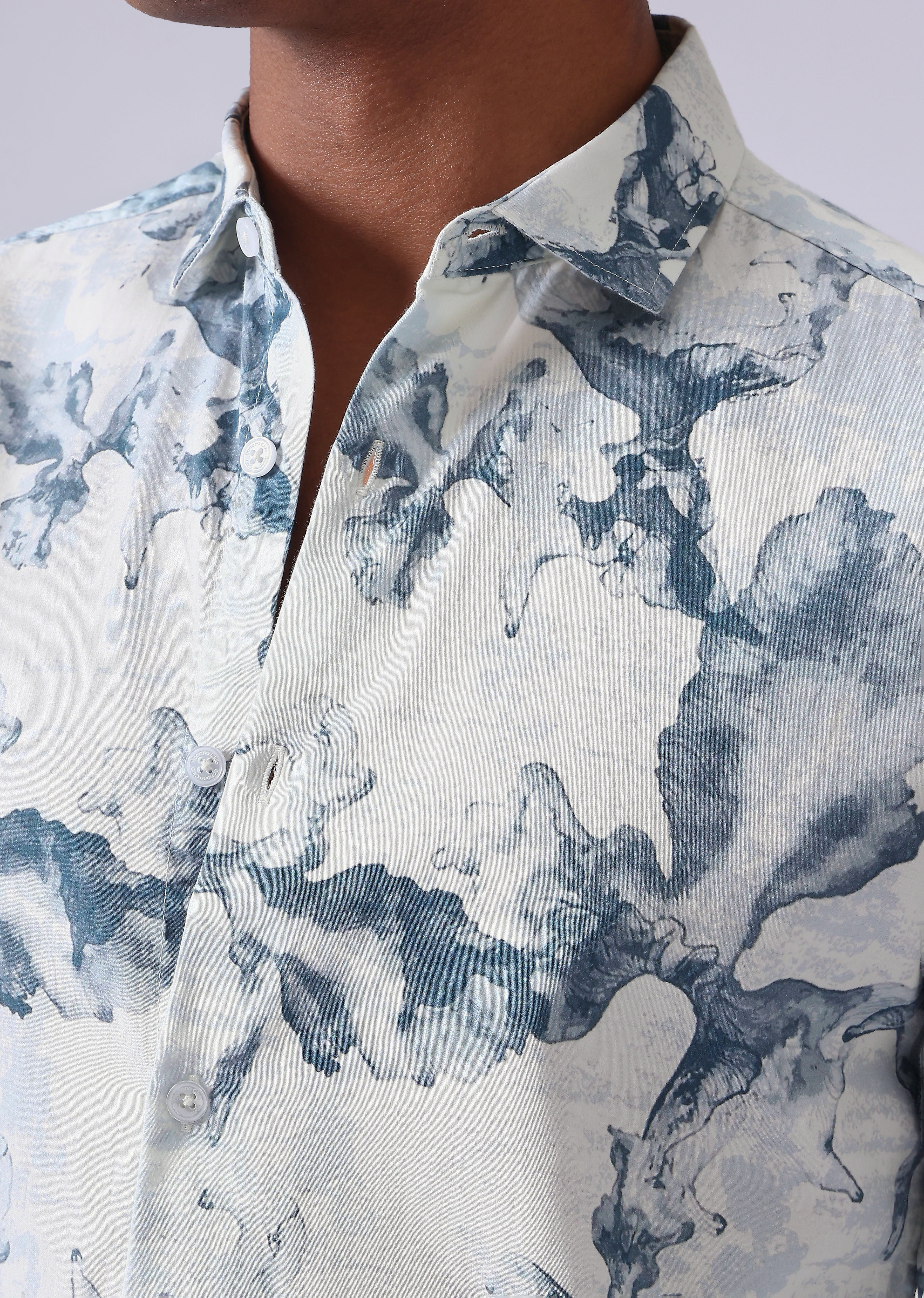 Blue Wash Abstract Print Shirt - Image 5