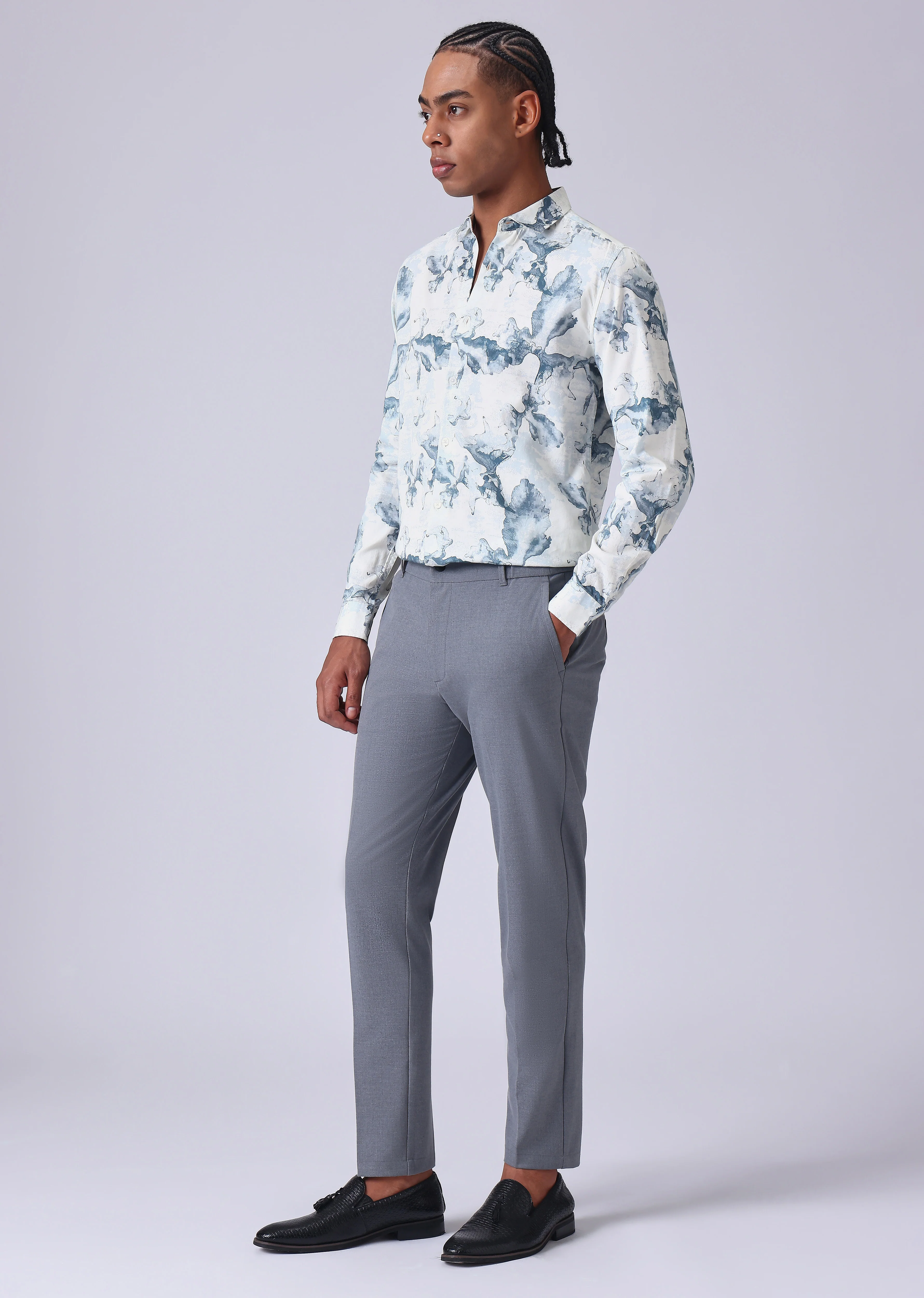 Blue Wash Abstract Print Shirt - Image 6