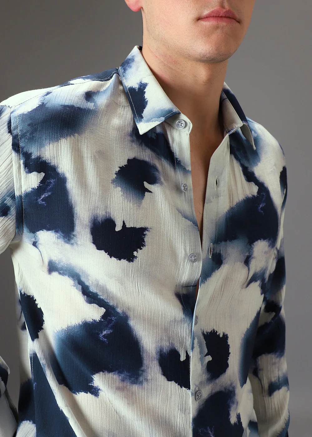 Blue Wash Crushed Printed Shirt - Image 2