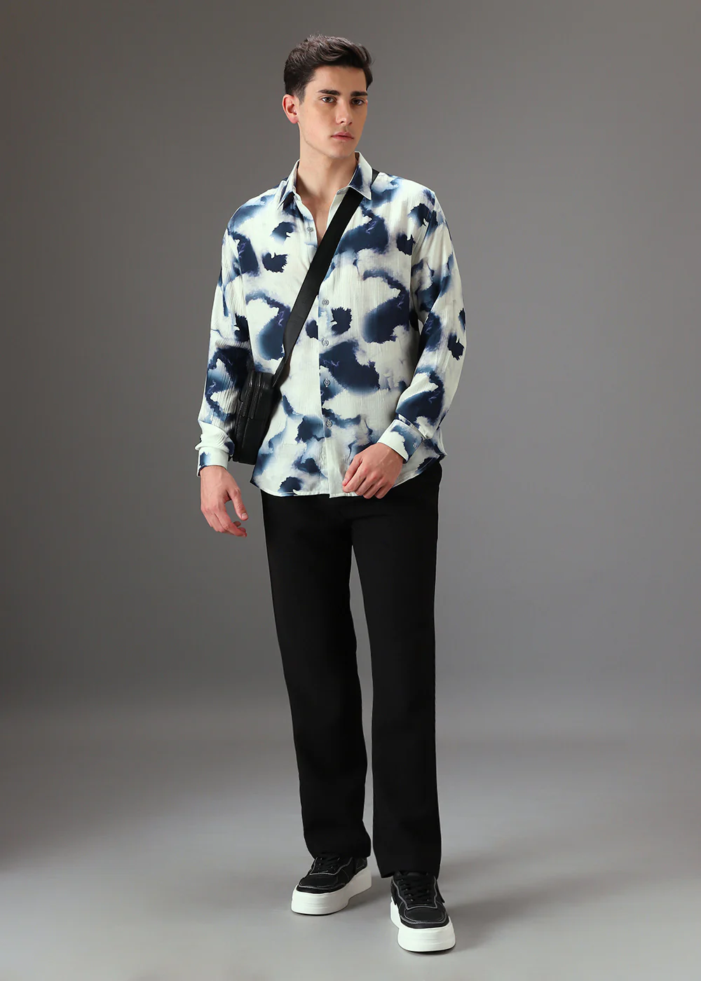 Blue Wash Crushed Printed Shirt - Image 6