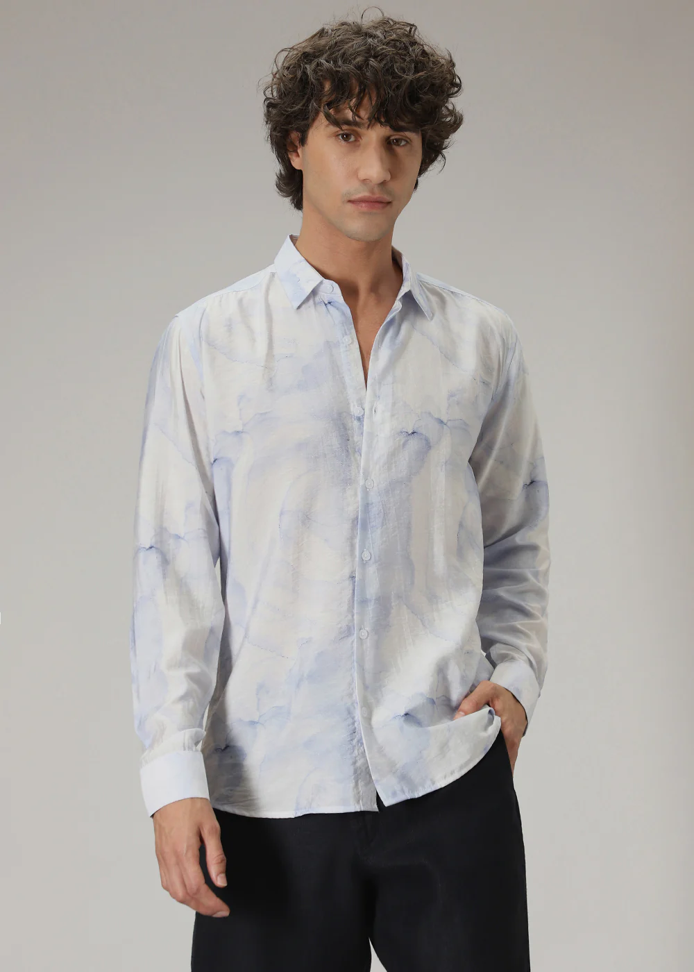 Blue Wash Print Shirt - Image 3