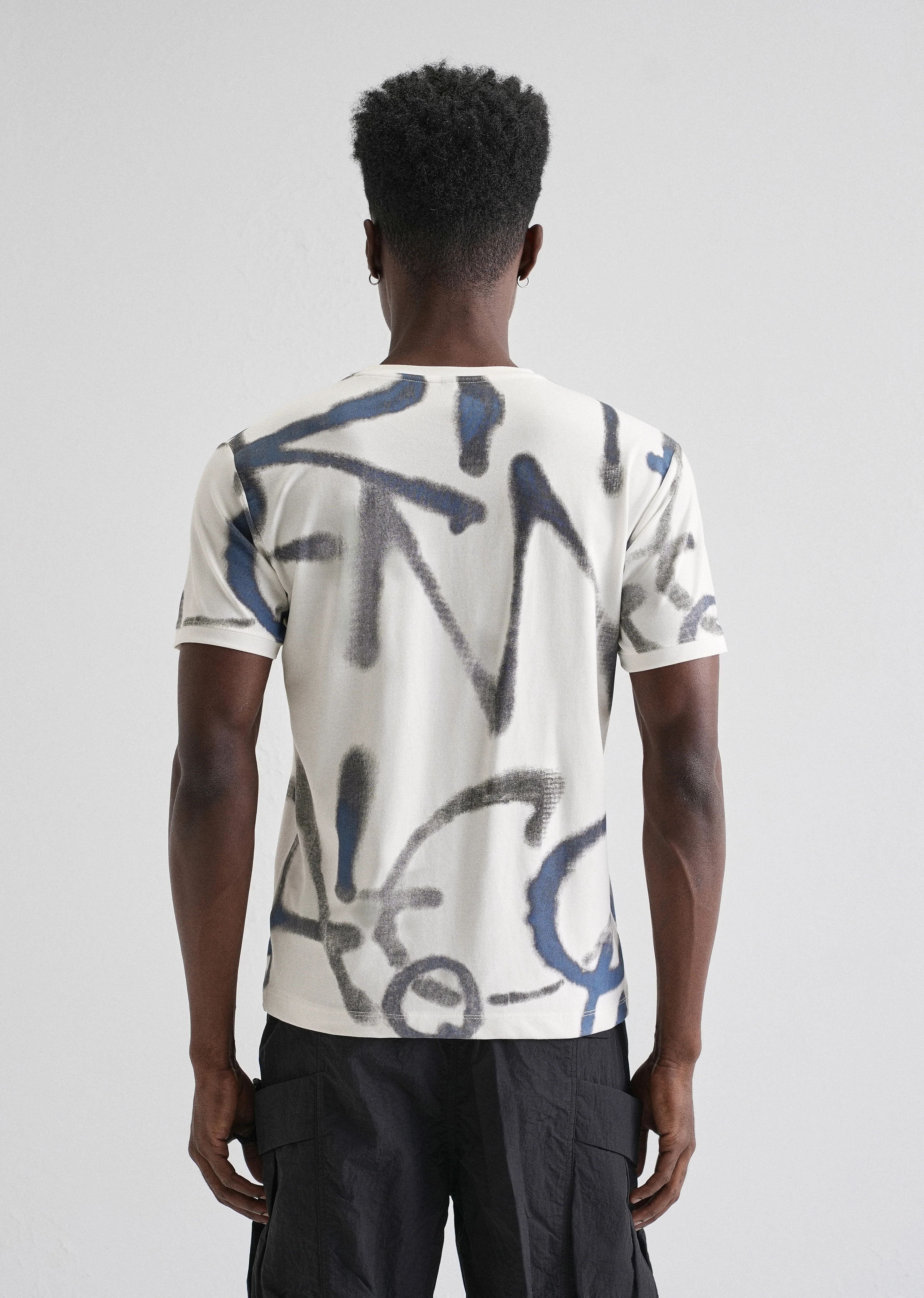 Blue White Printed T-Shirt - Image 2