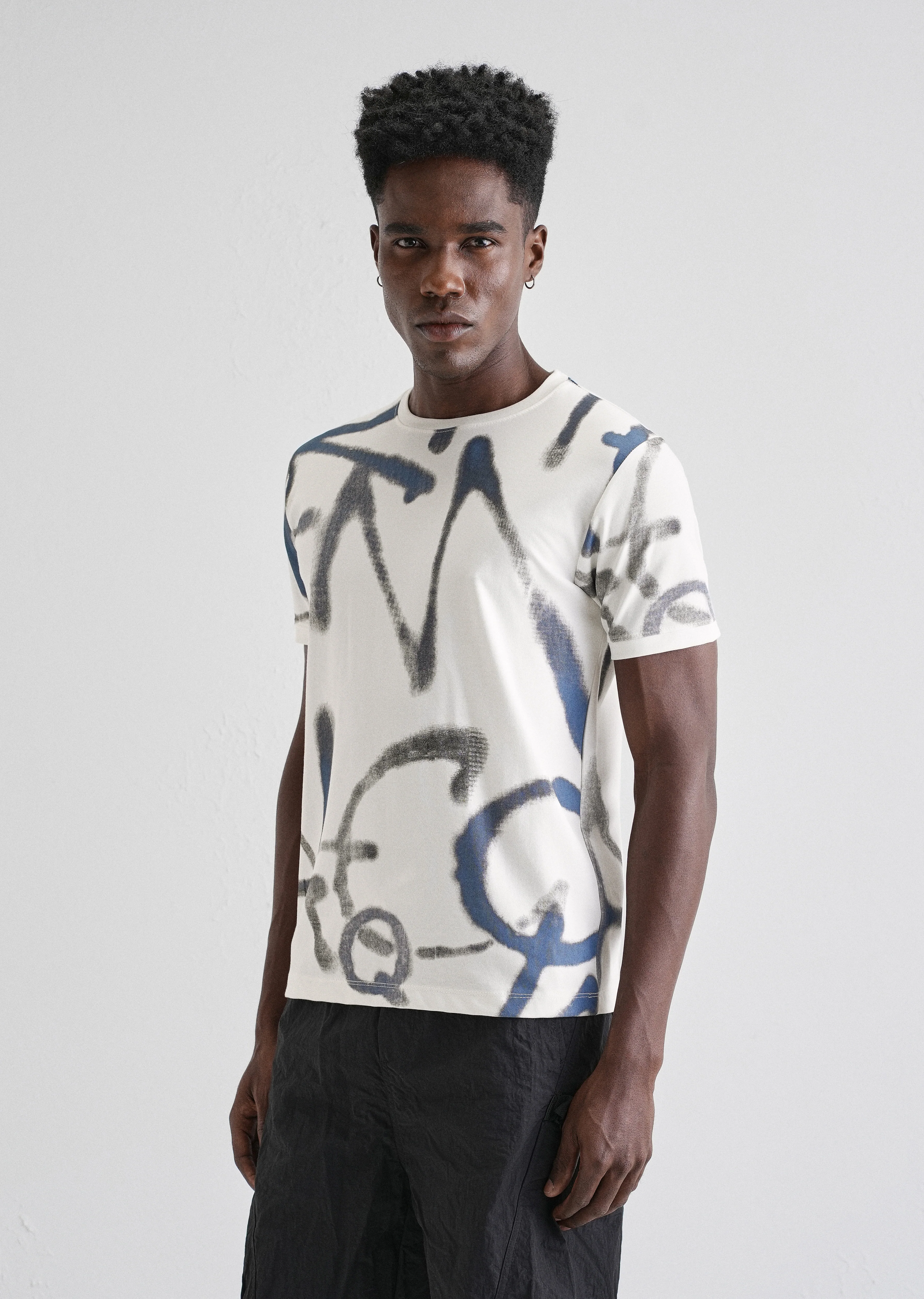 Blue White Printed T-Shirt - Image 4