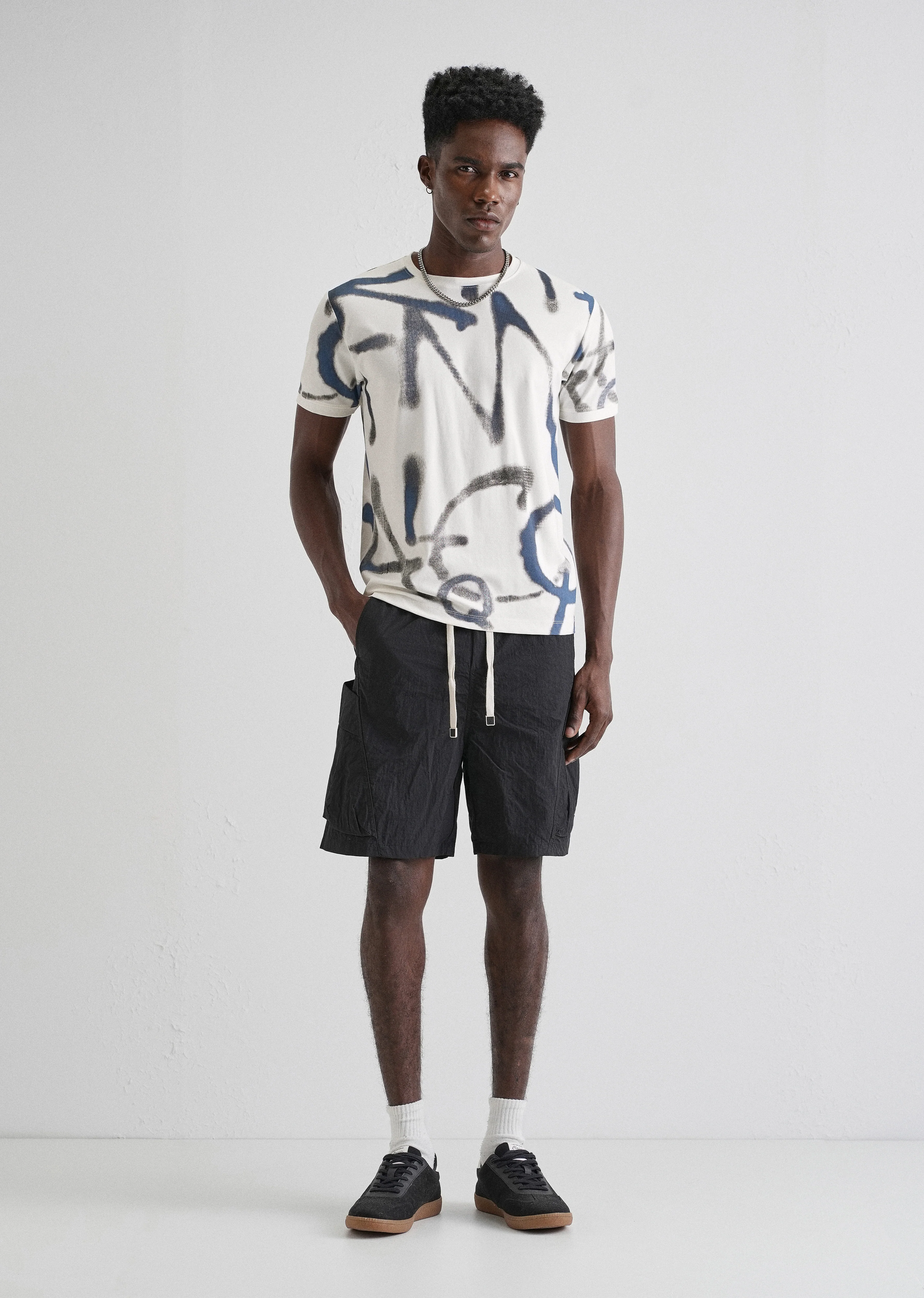Blue White Printed T-Shirt - Image 6