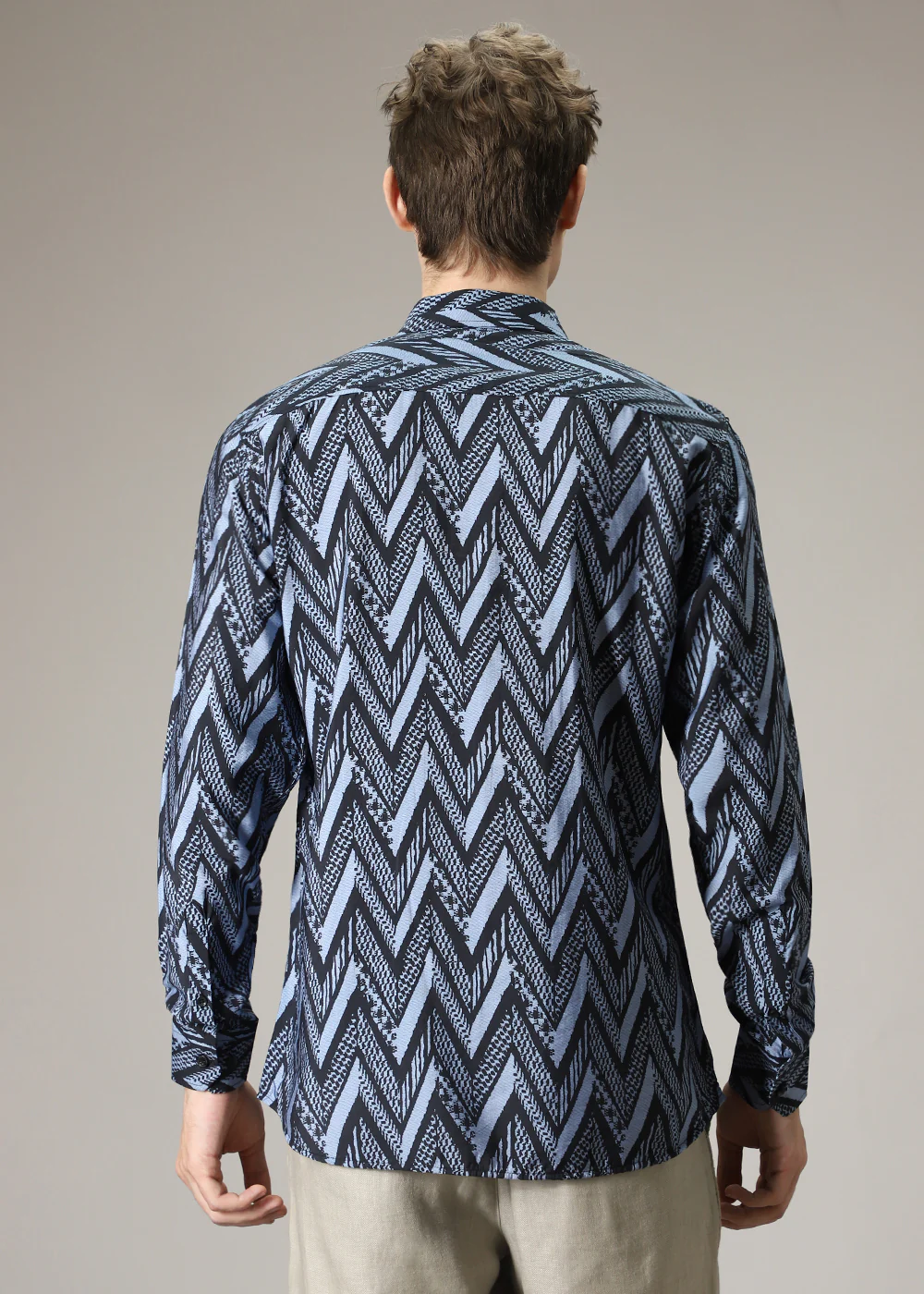 Blue Zig Zag Print Shirt - Image 4