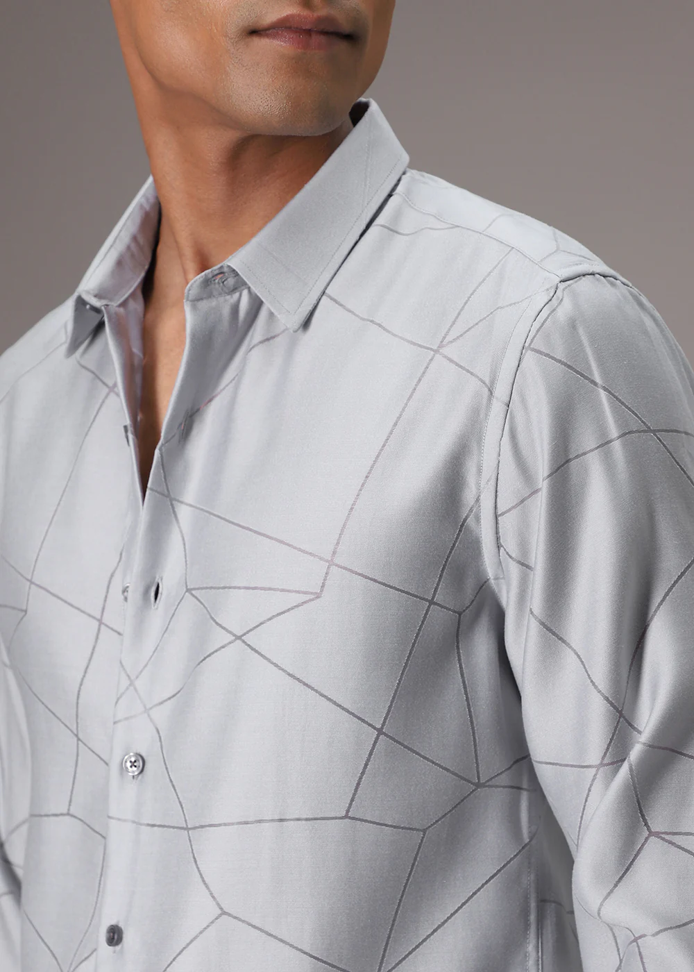 Bluish Grey Laser Cut Shirt - Image 2