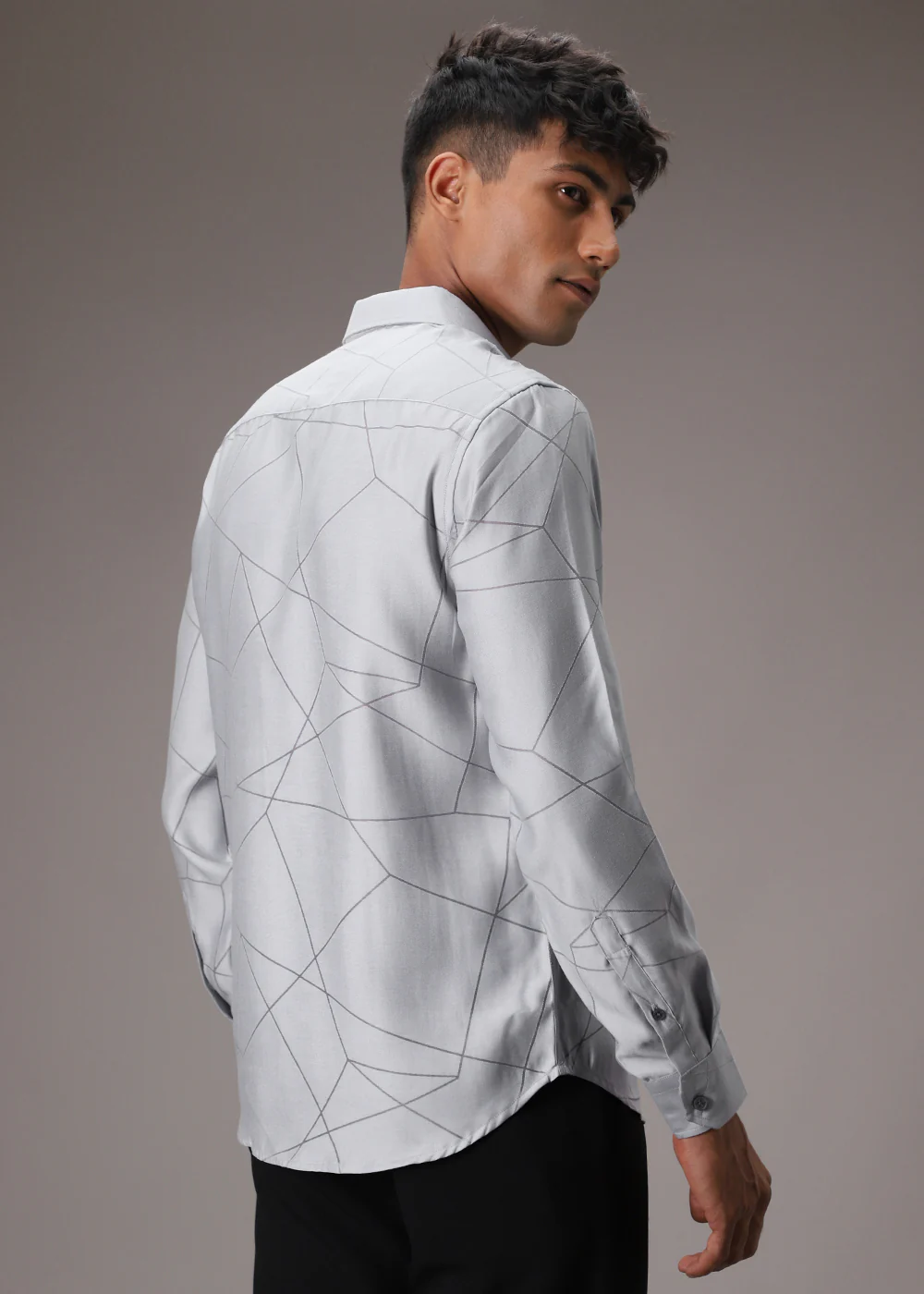 Bluish Grey Laser Cut Shirt - Image 4