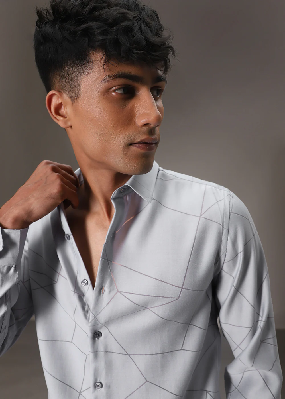Bluish Grey Laser Cut Shirt - Image 7