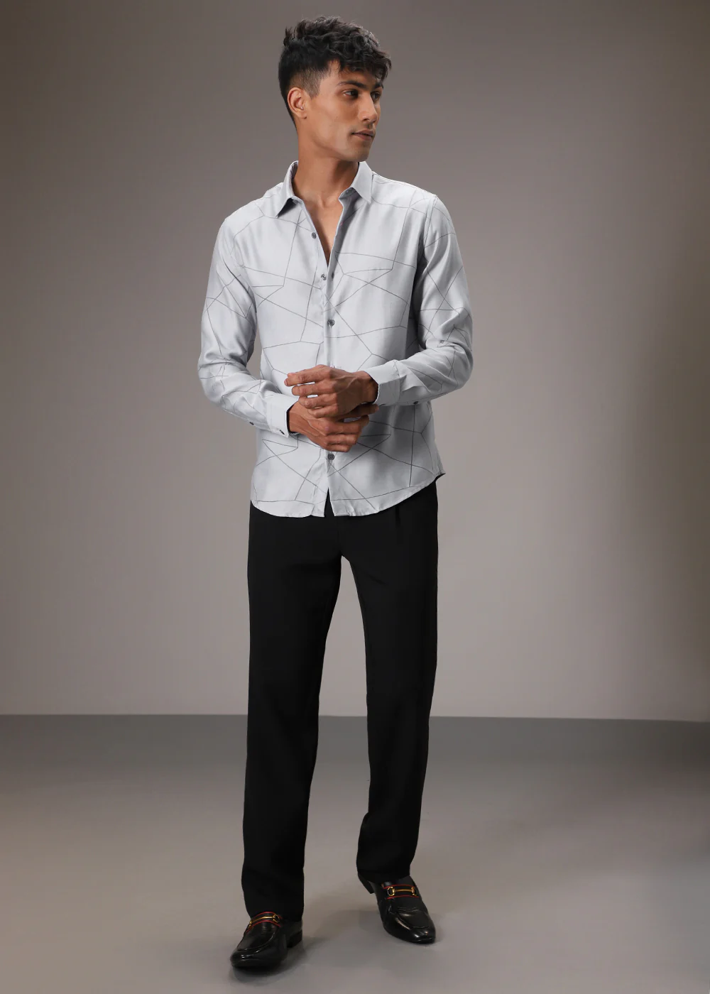 Bluish Grey Laser Cut Shirt - Image 8