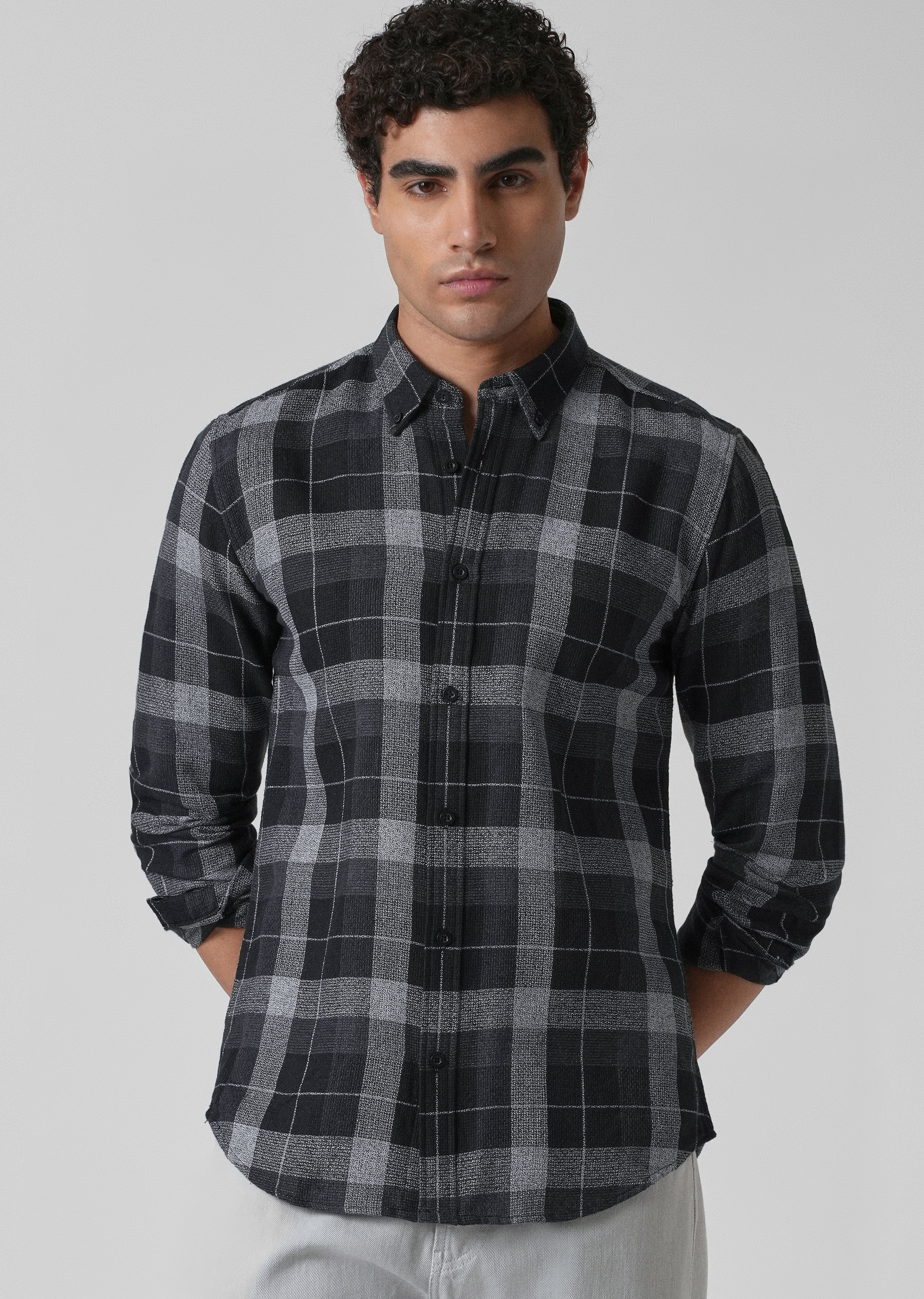 Melange Boldsquare Black Check Shirt - Image 7