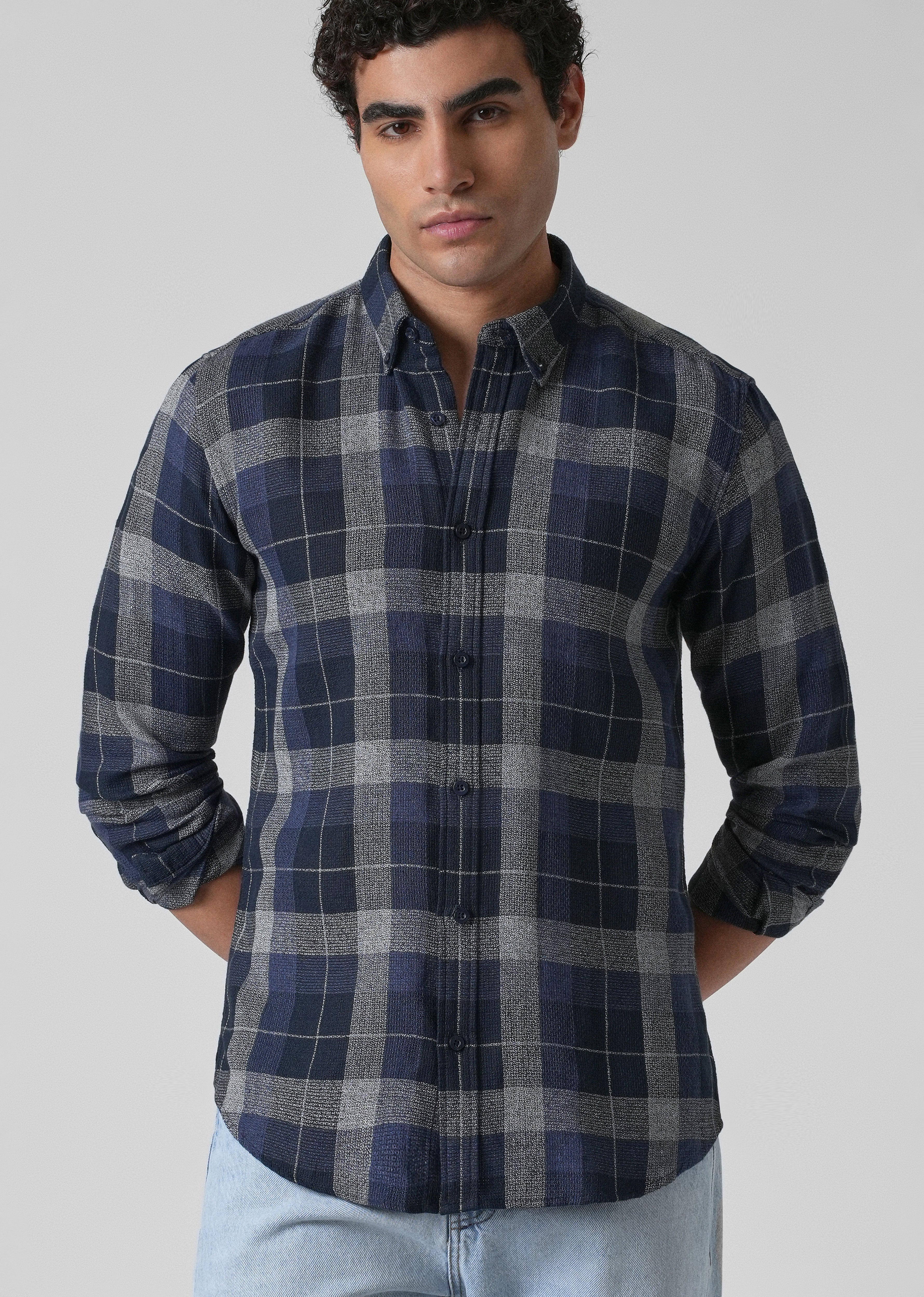 Melange Boldsquare Blue Check Shirt - Image 7