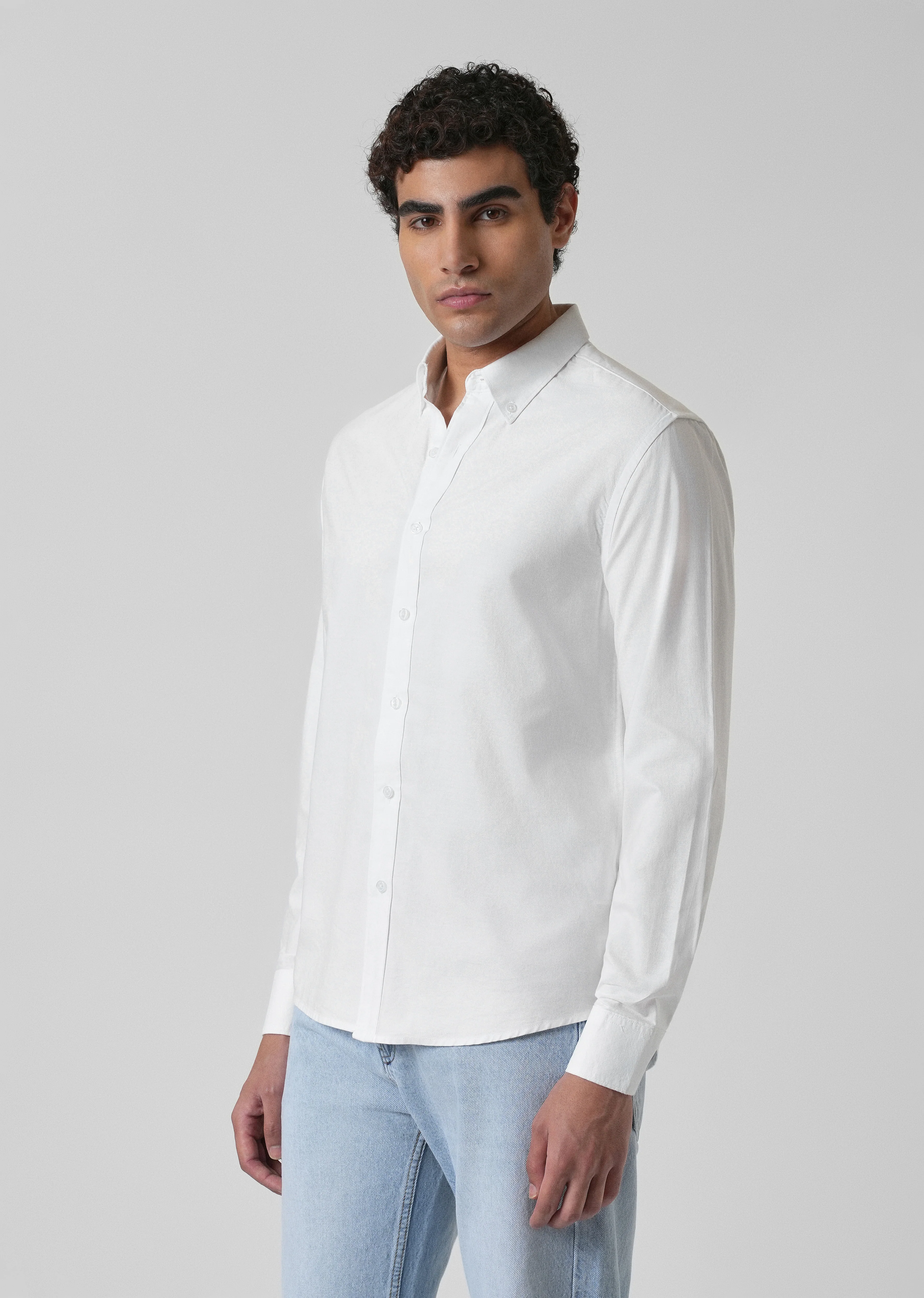 Breeze White Plain Oxford Shirt - Image 4