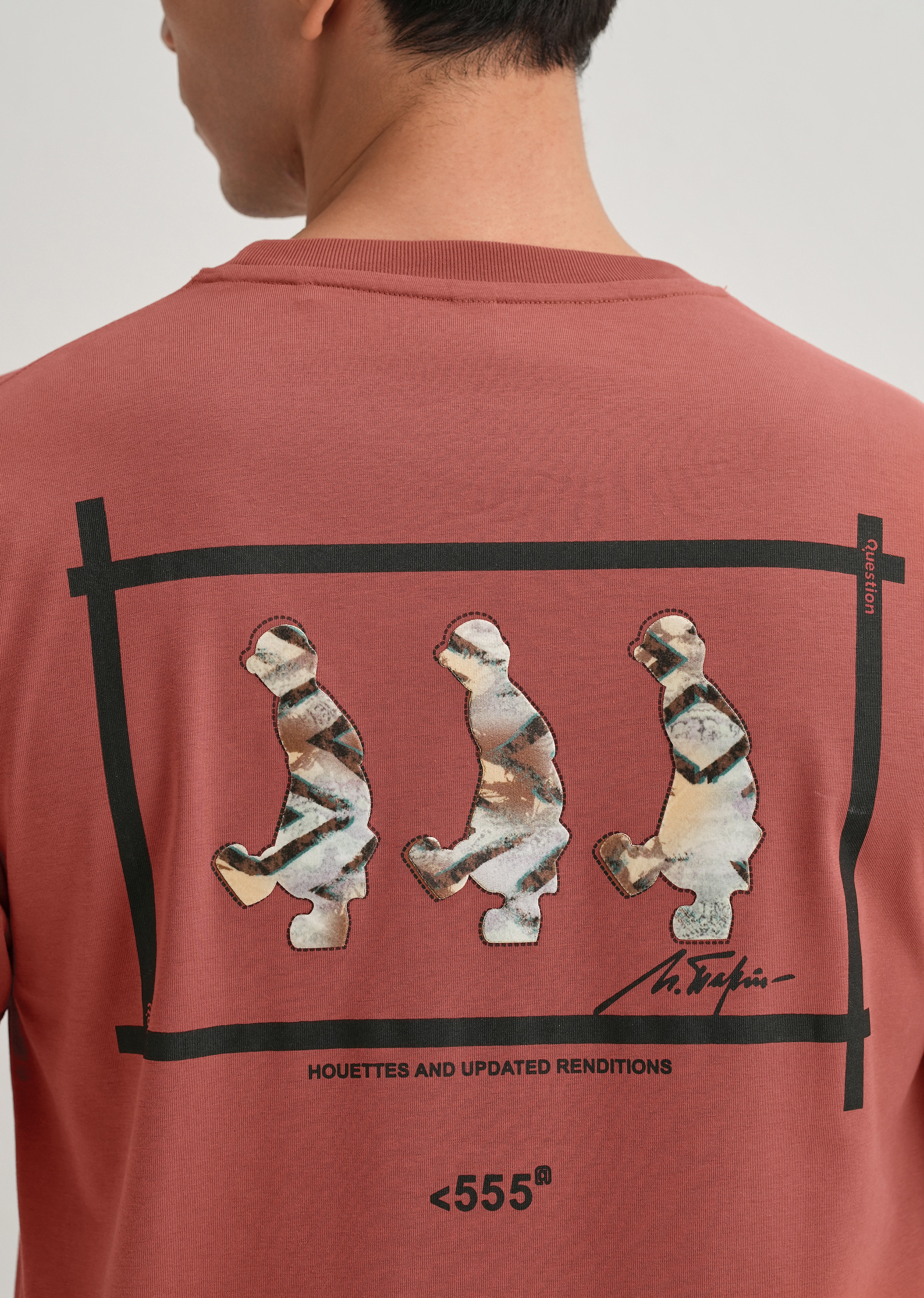 Brick Red Artistic Silhouette Back Print T- Shirt - Image 2