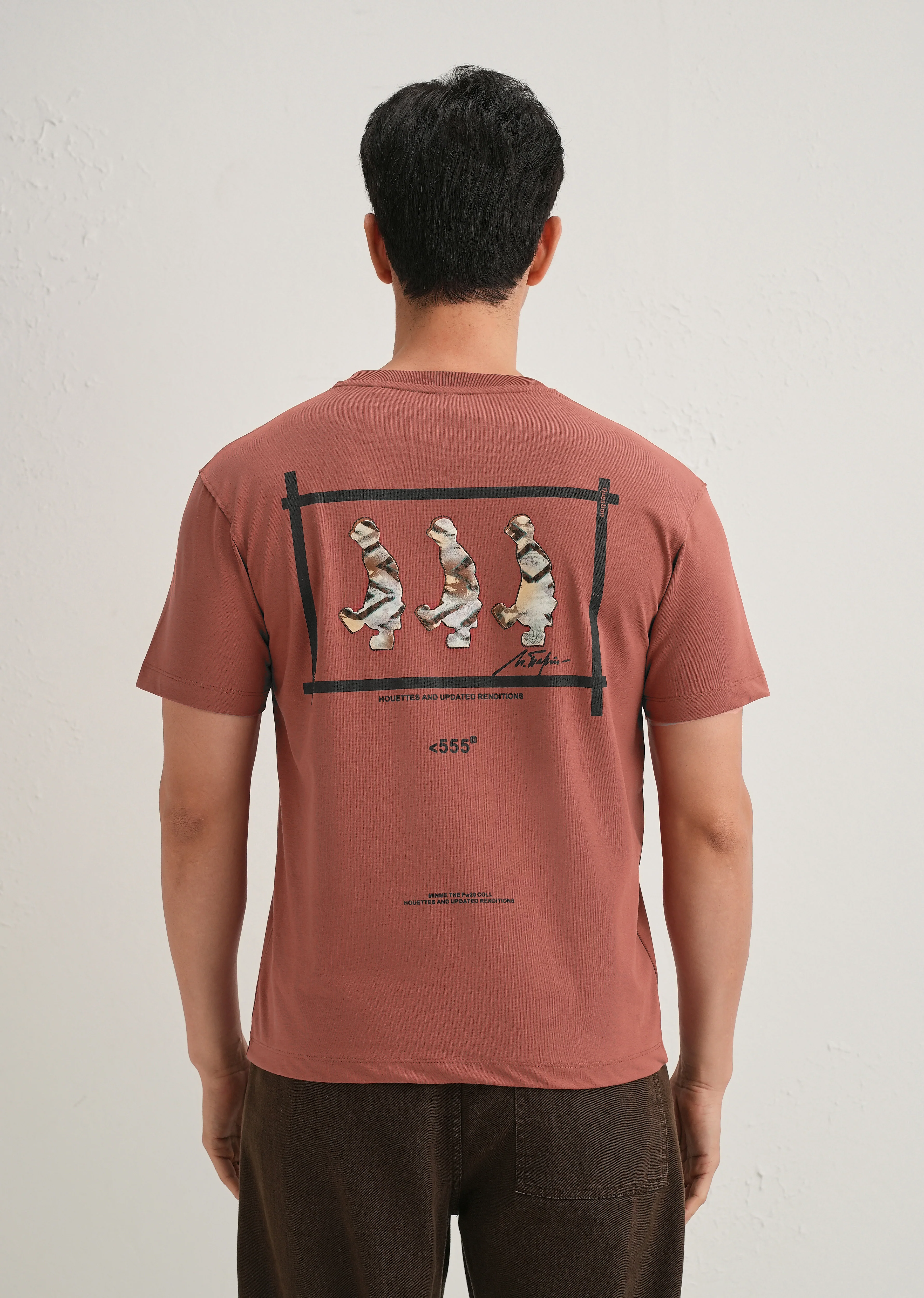 Brick Red Artistic Silhouette Back Print T- Shirt - Image 4