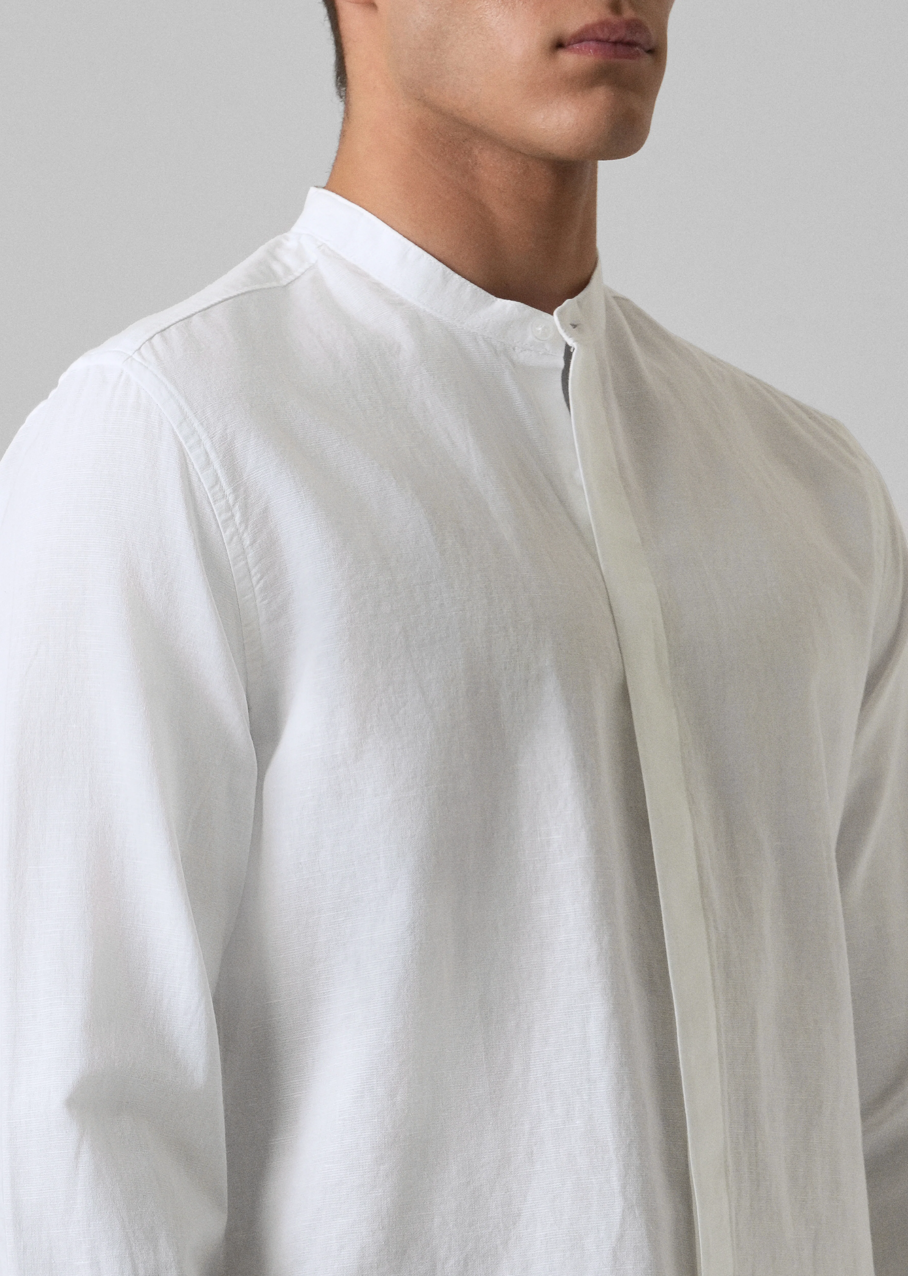 Bright White Cotton Linen Shirt - Image 5