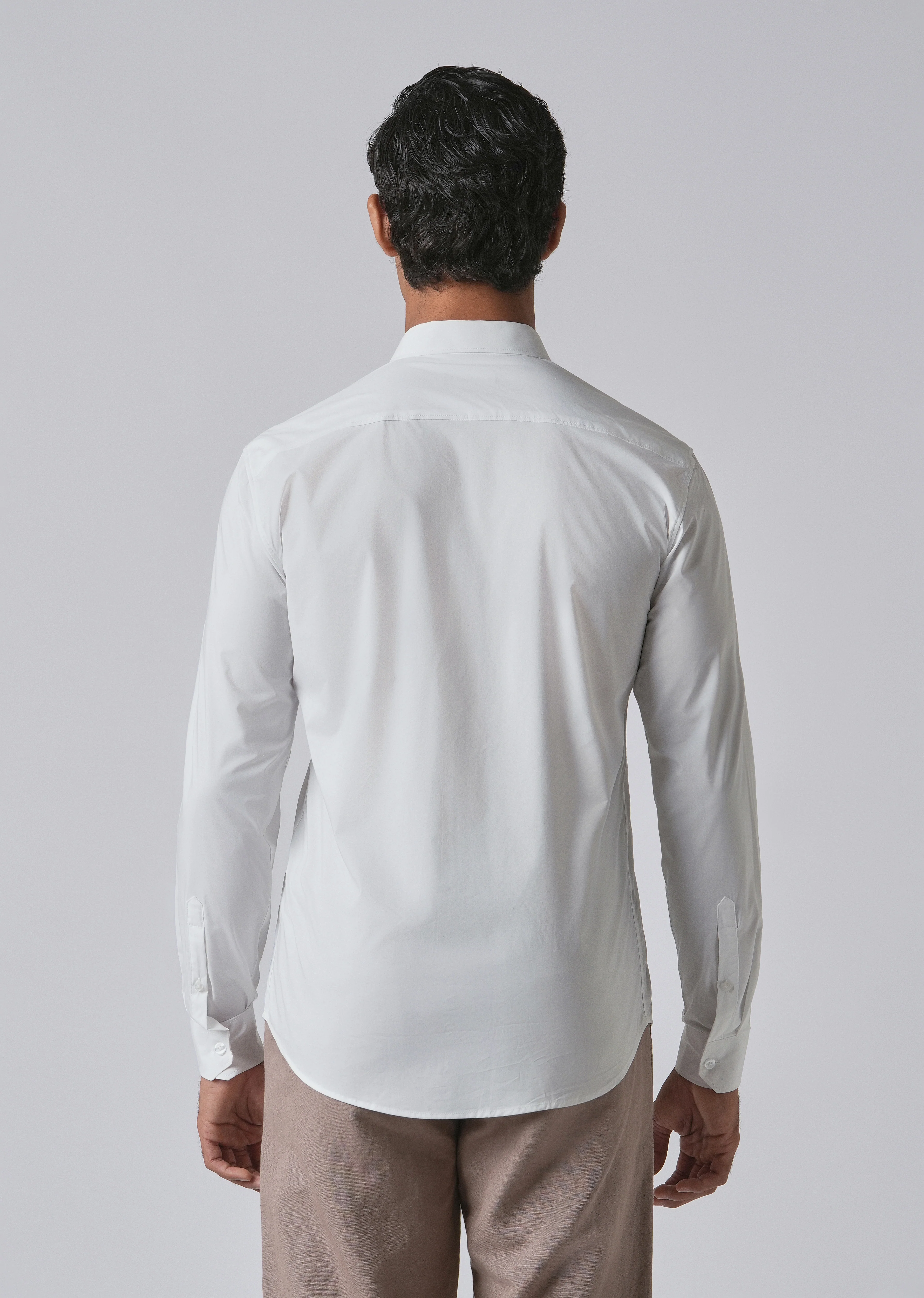 Bright White Plain Cotton Shirt - Image 2