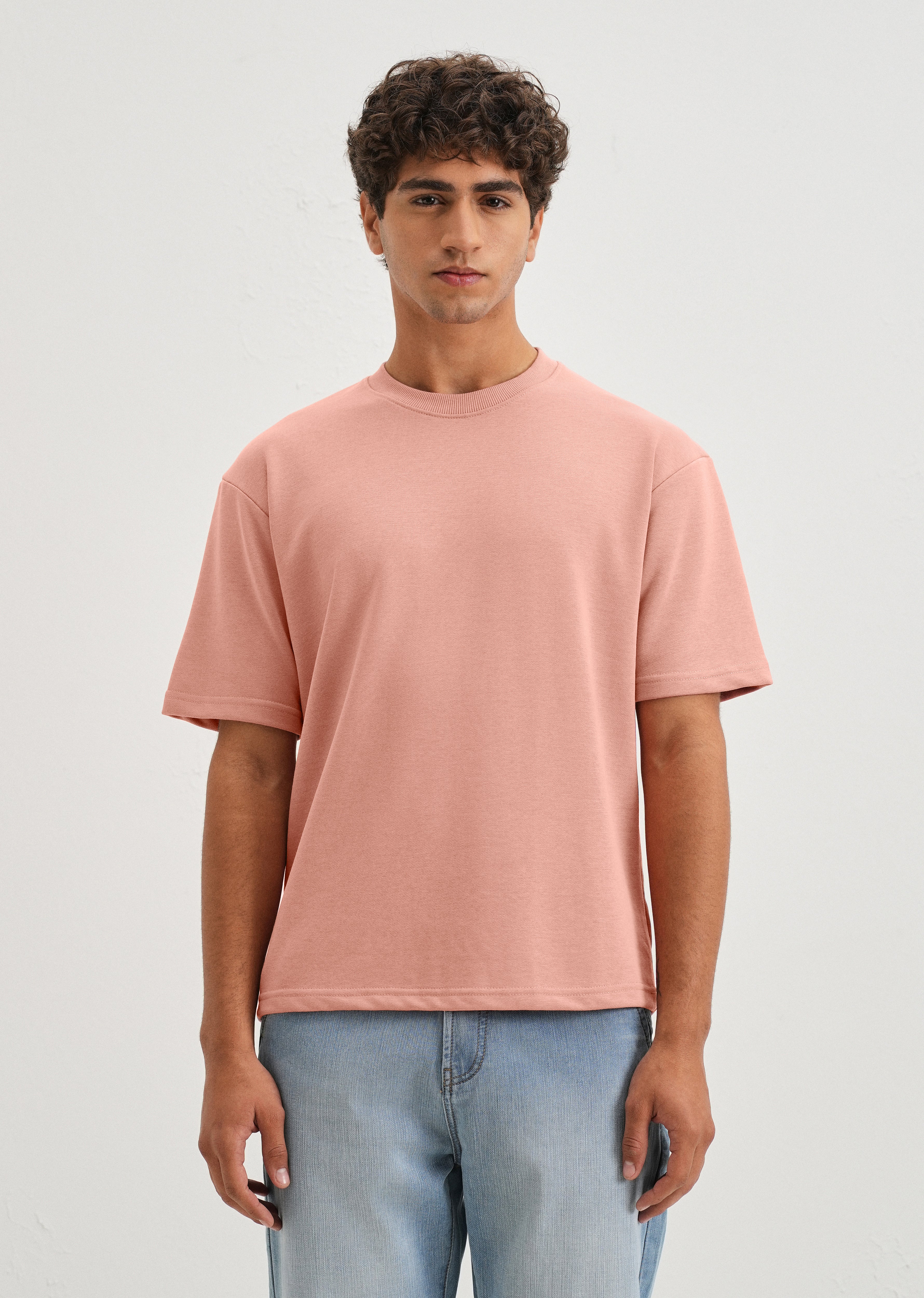 Brio Pink Plain Oversized Basic T-shirt - Image 3