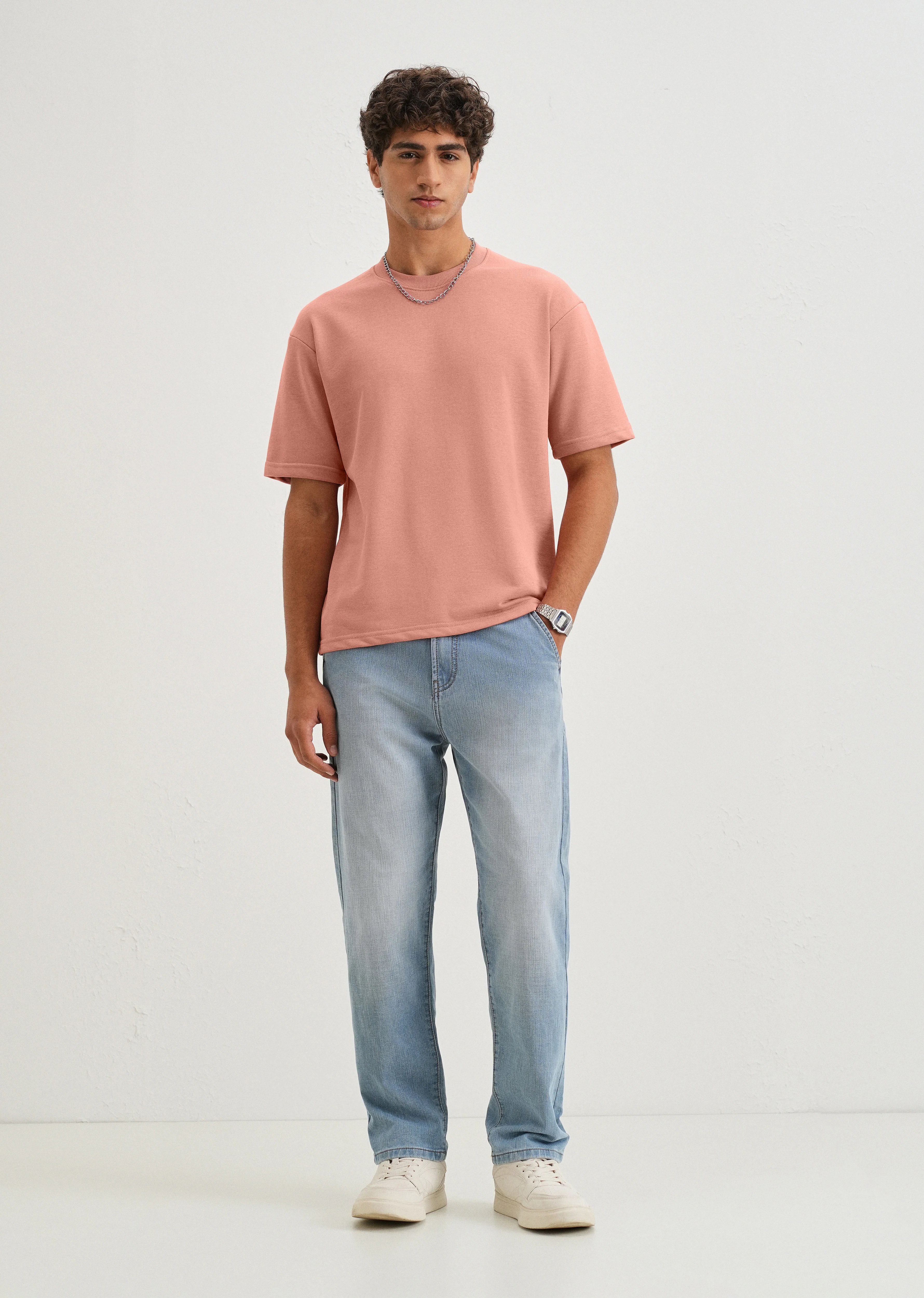 Brio Pink Plain Oversized Basic T-shirt - Image 6