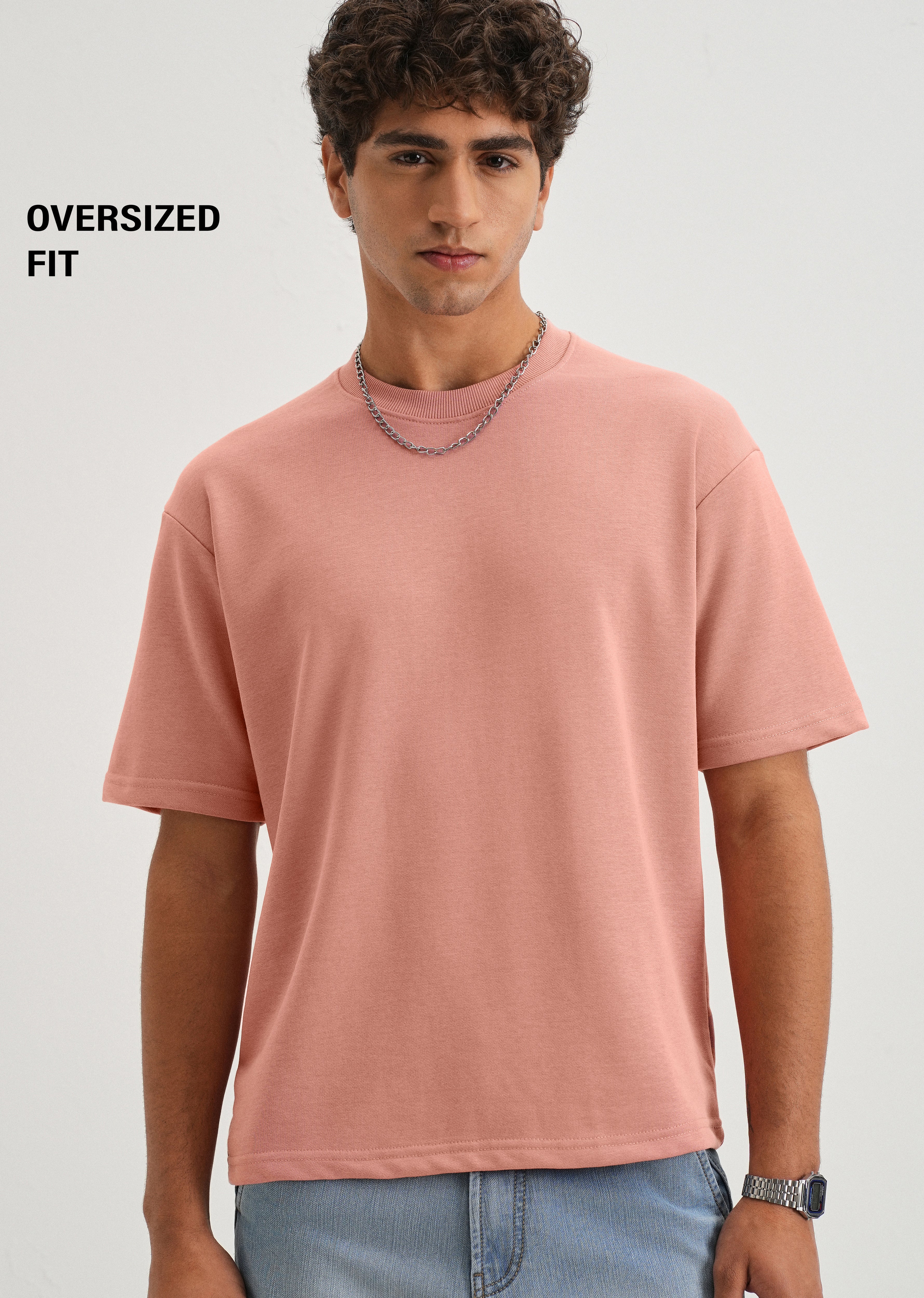 Brio Pink Plain Oversized Basic T-shirt - Image 7