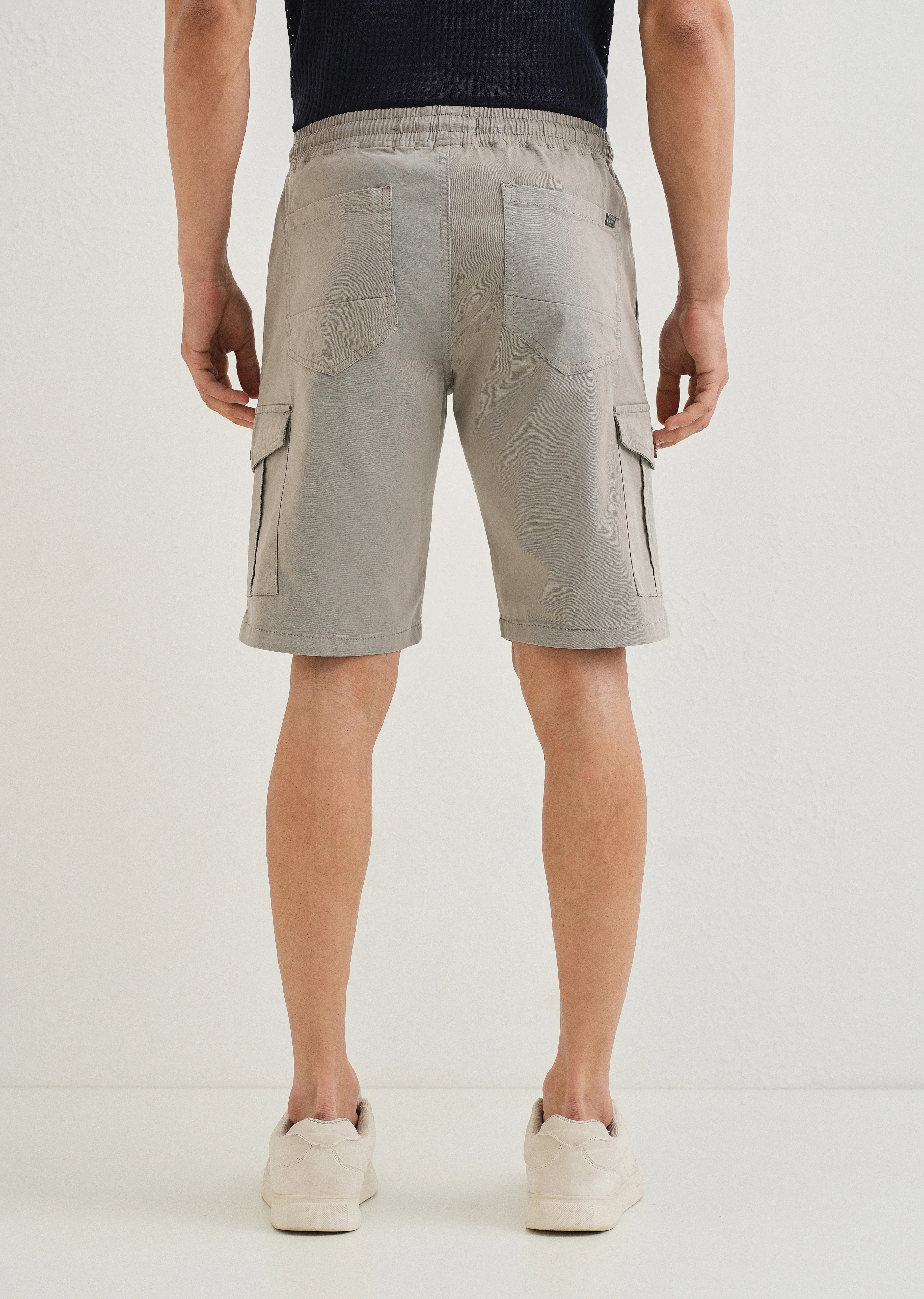 Brocky Grey Cotton Cargo Shorts - Image 2