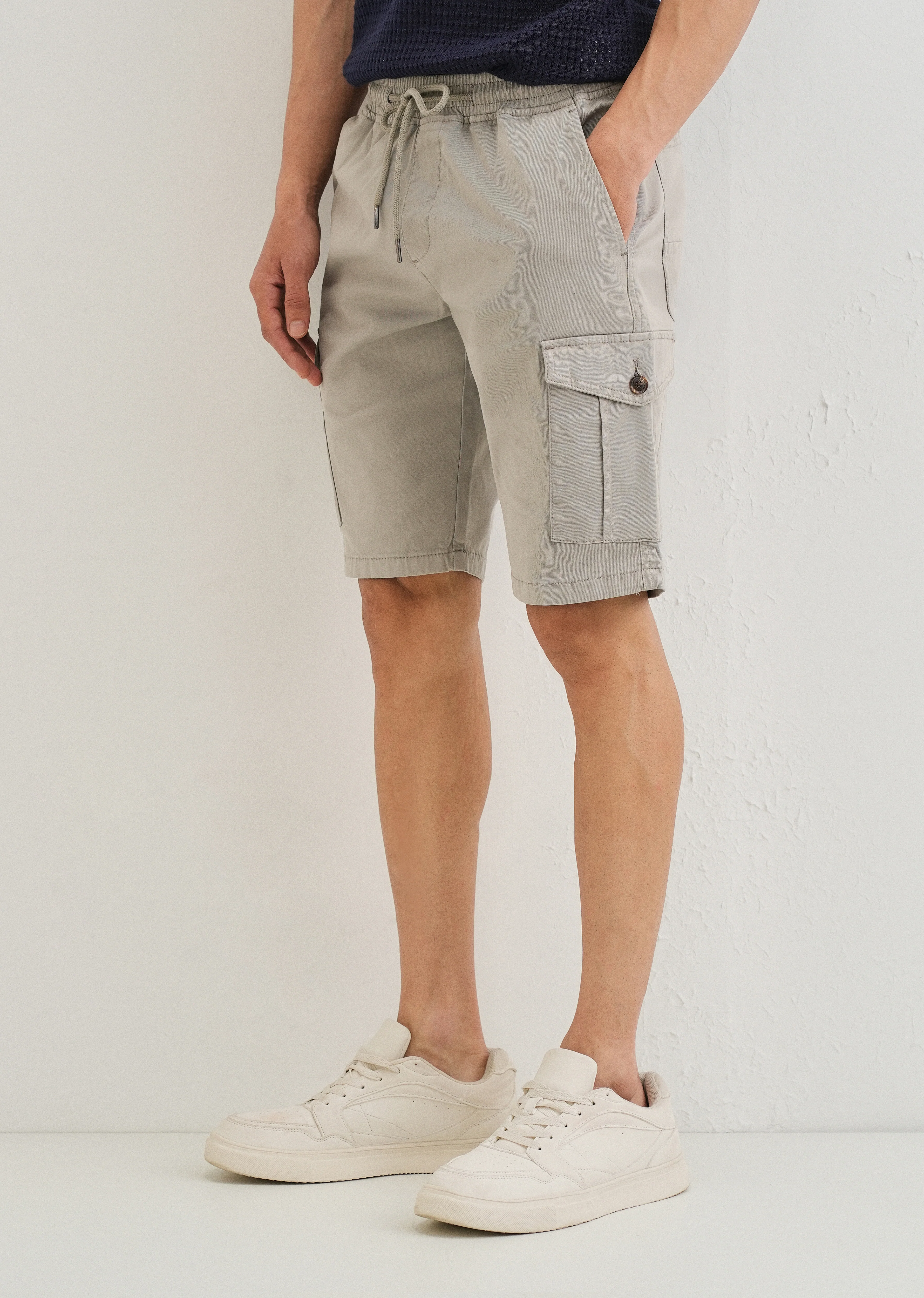 Brocky Grey Cotton Cargo Shorts - Image 7