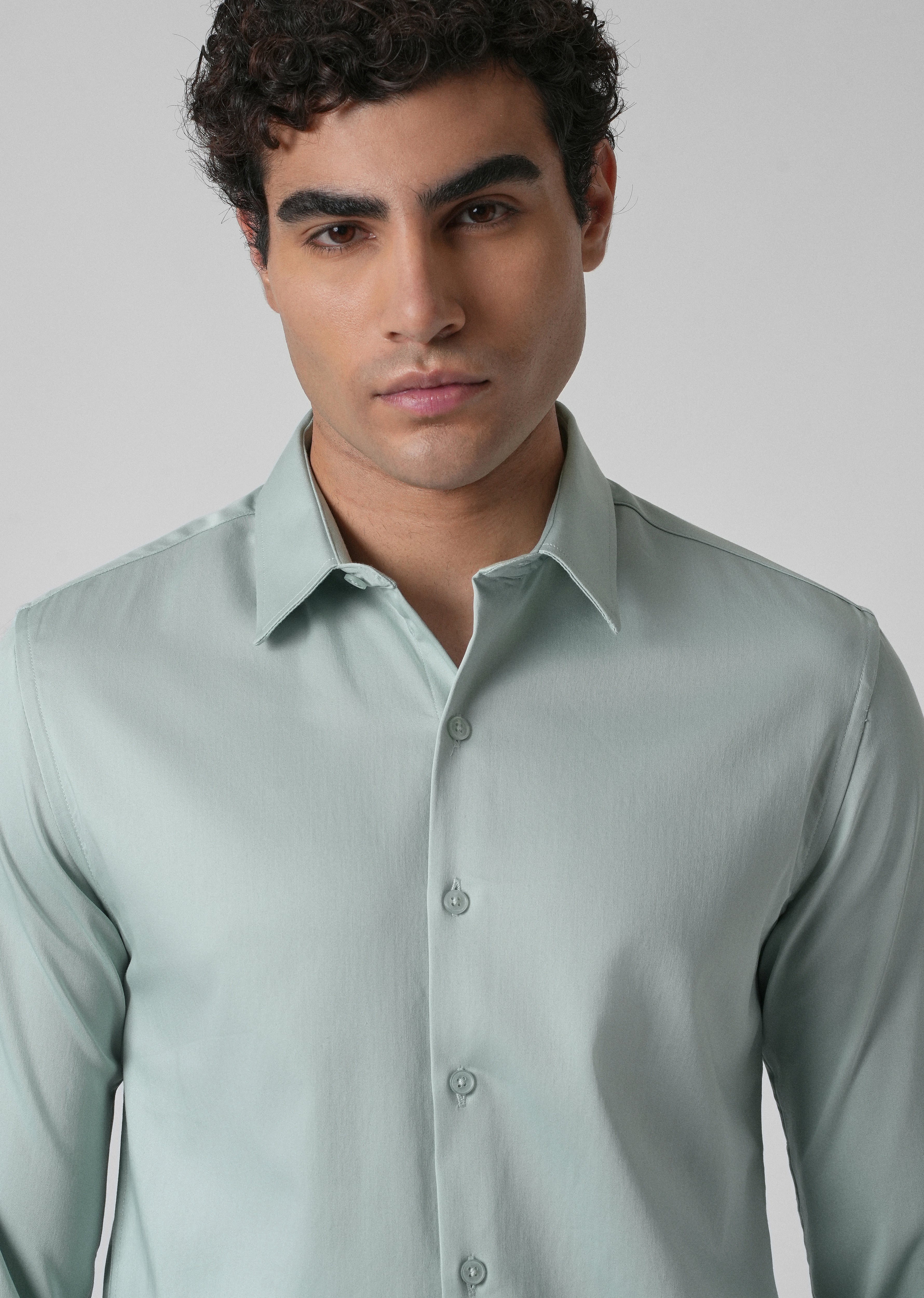 Brook Green Plain Satin Shirt - Image 5