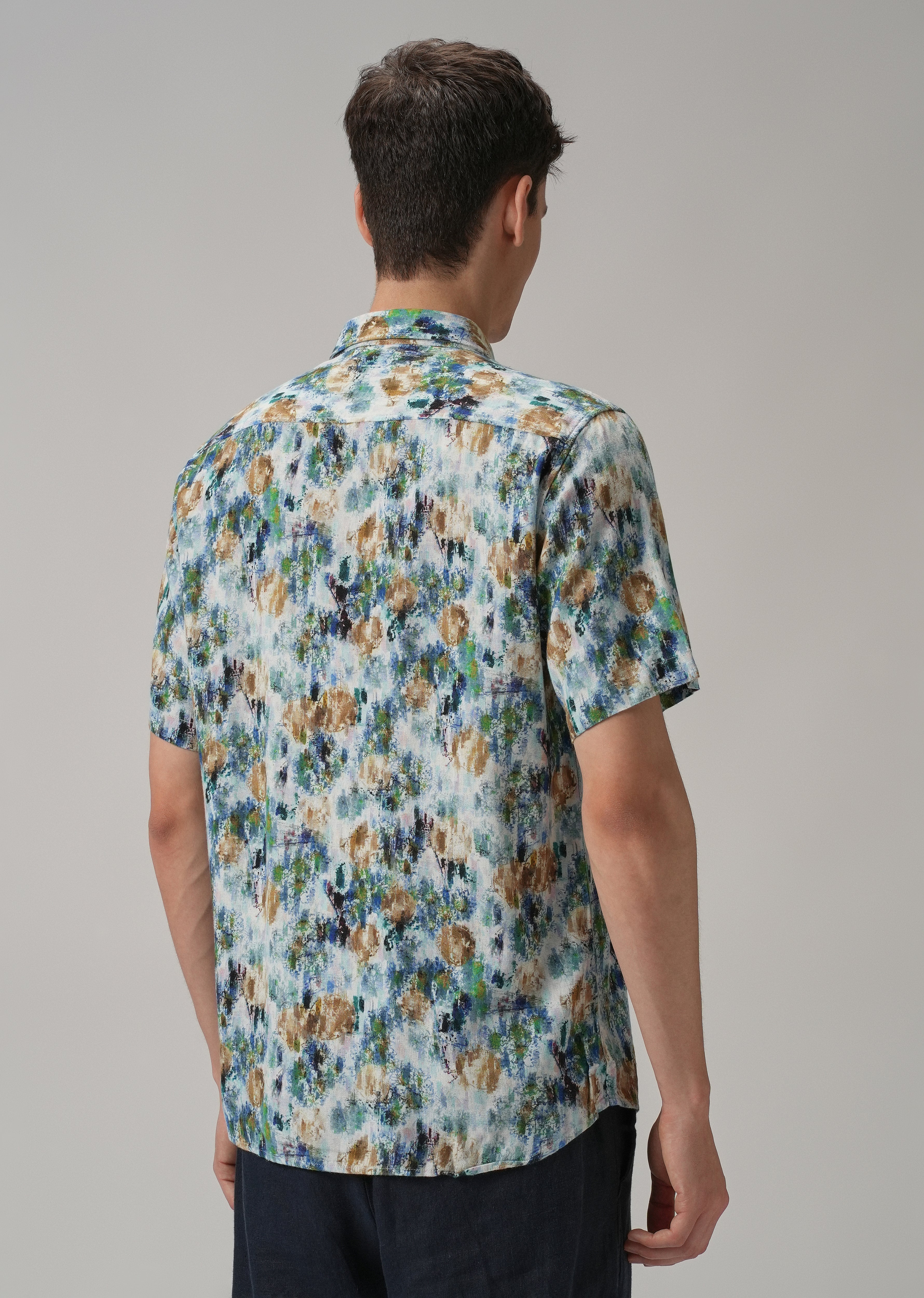 Brown Abstract Patch Half Sleeve shirt - Image 2