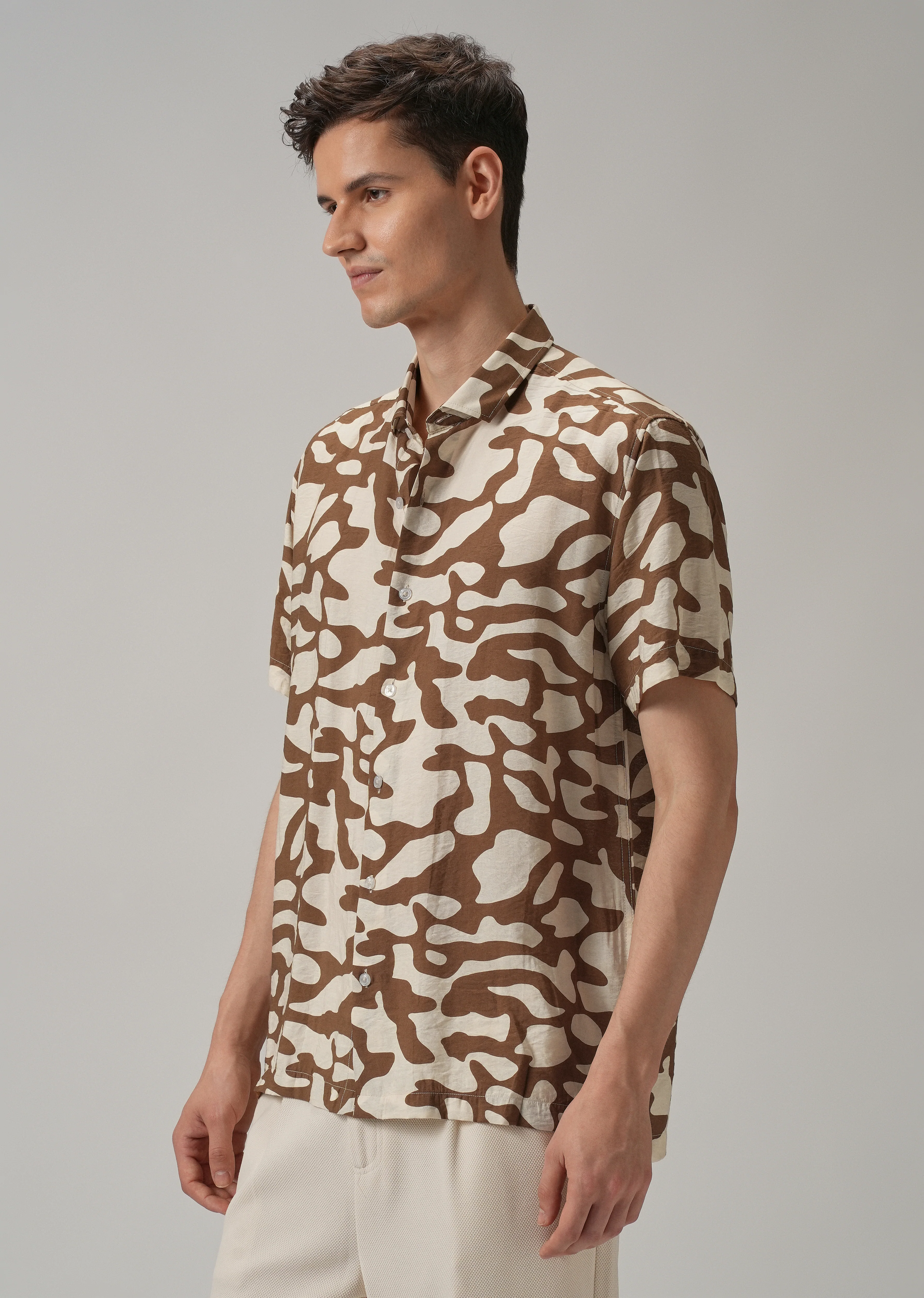 Brown Abstract Printed Shirt - Image 4