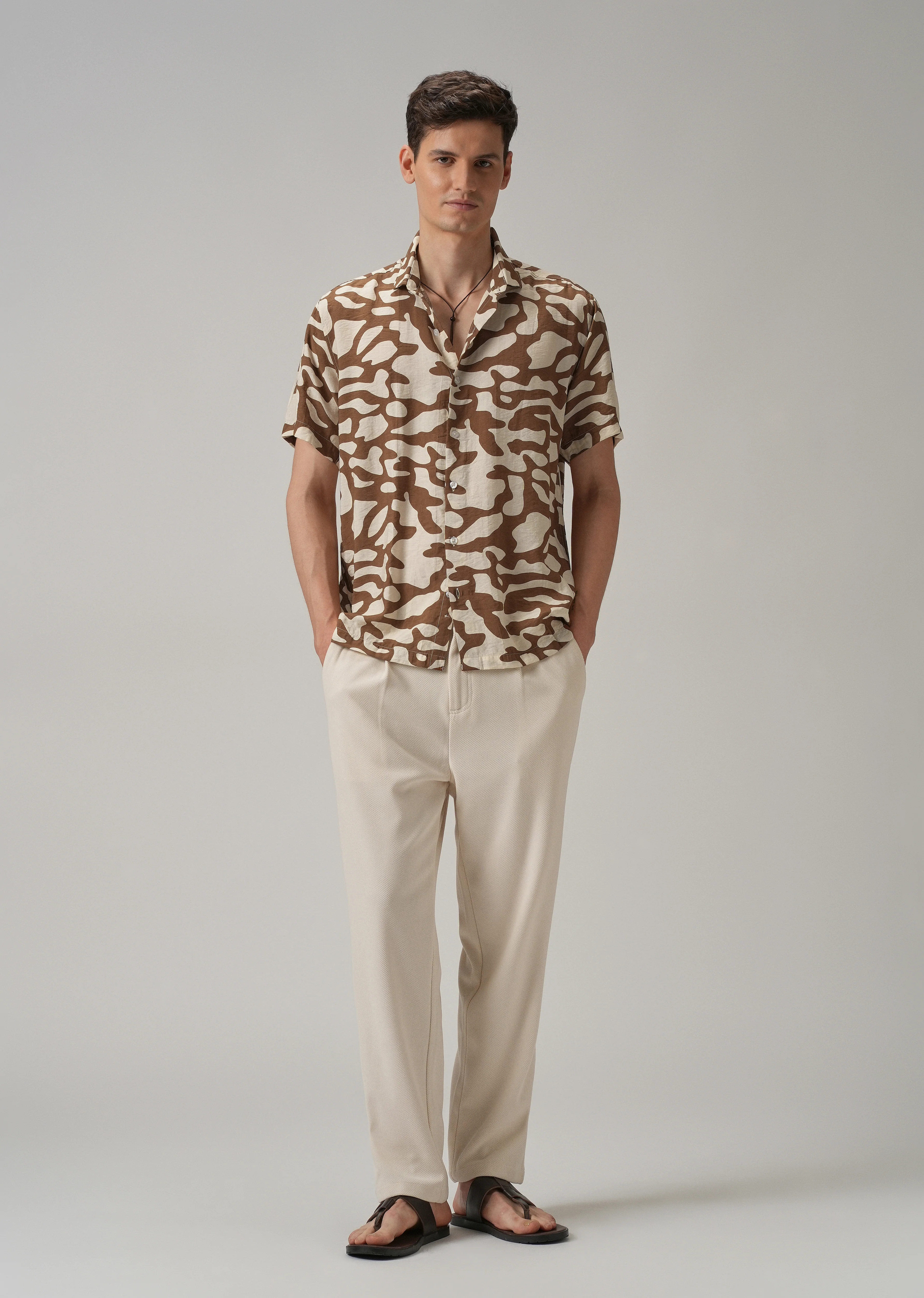 Brown Abstract Printed Shirt - Image 6