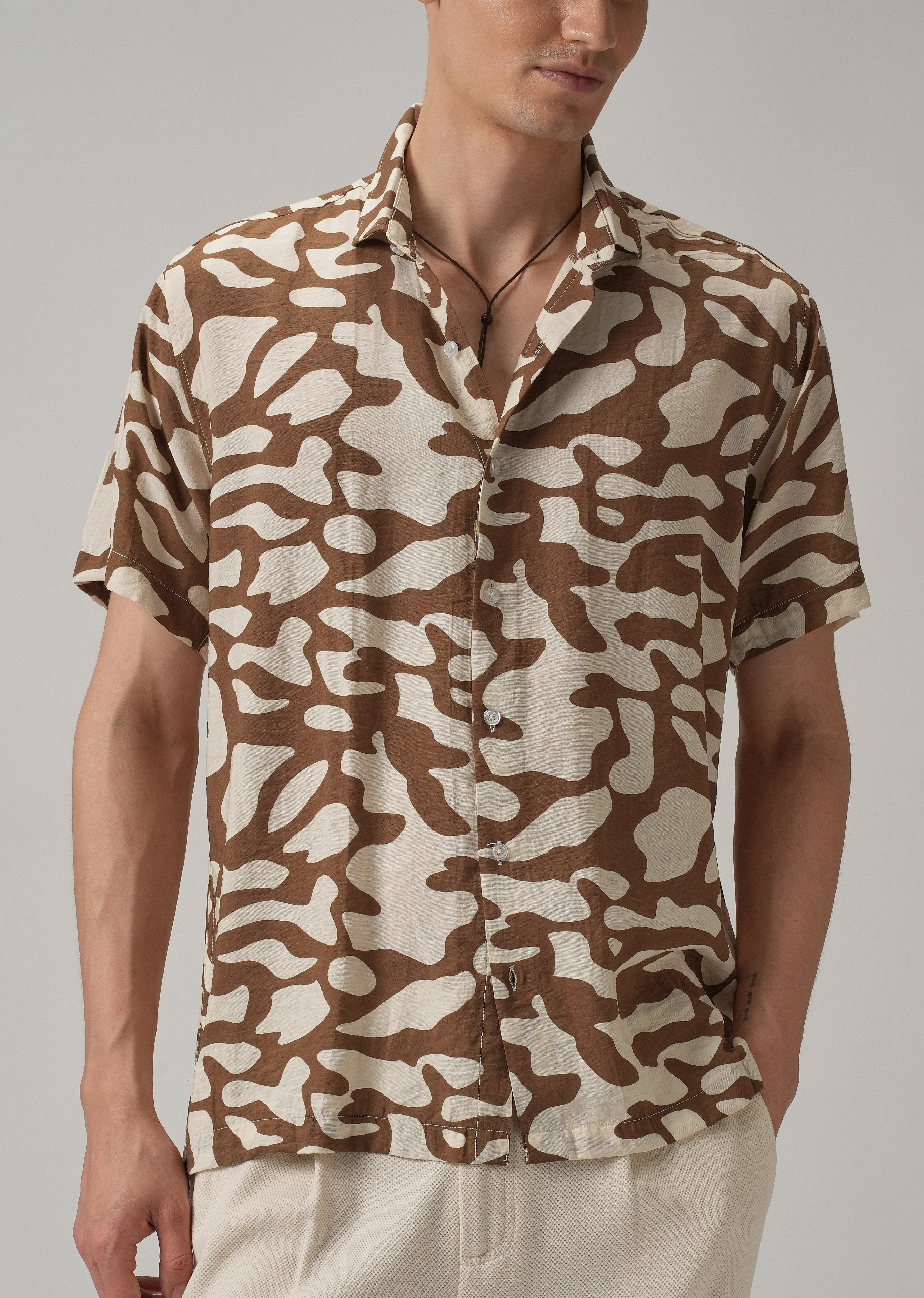 Brown Abstract Printed Shirt - Image 7