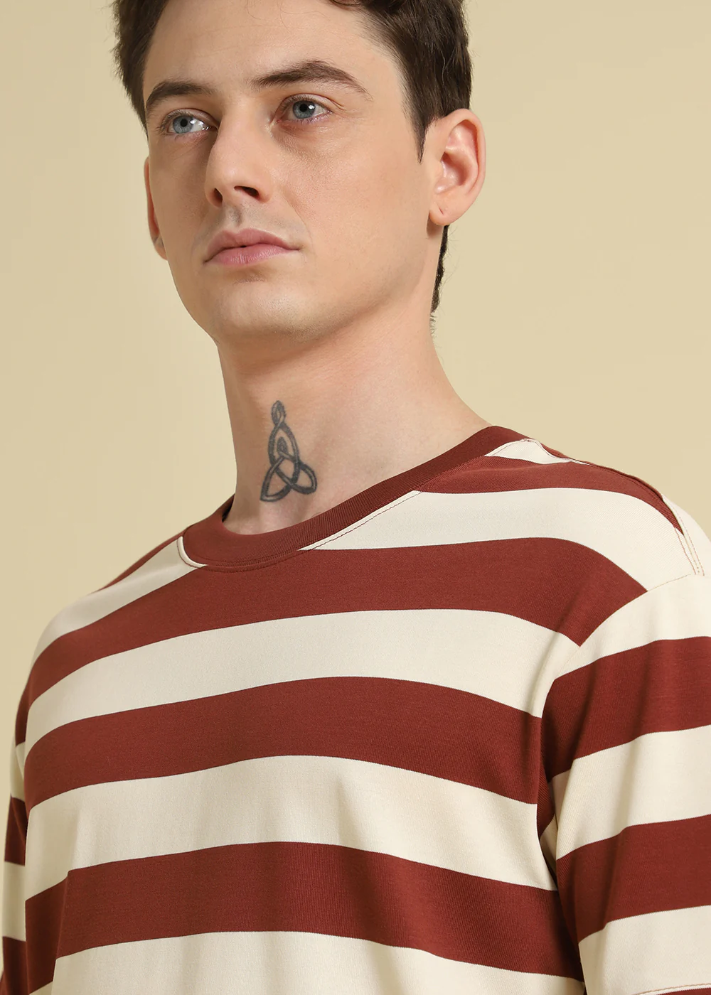 Brown And Cream Stripe T-Shirt - Image 2