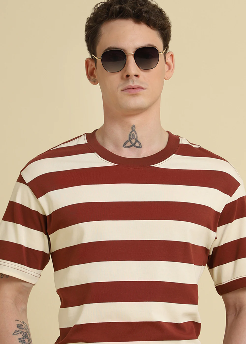 Brown And Cream Stripe T-Shirt - Image 5