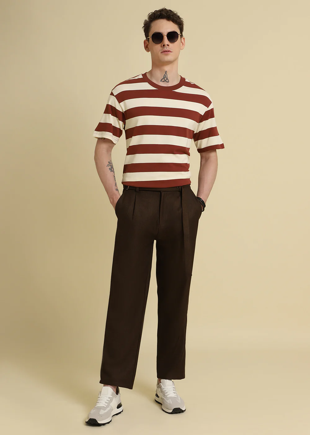 Brown And Cream Stripe T-Shirt - Image 7