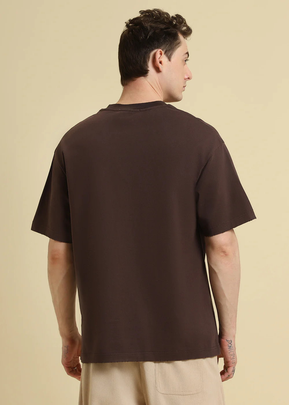 Brown Applique Printed Oversized T-shirt - Image 4