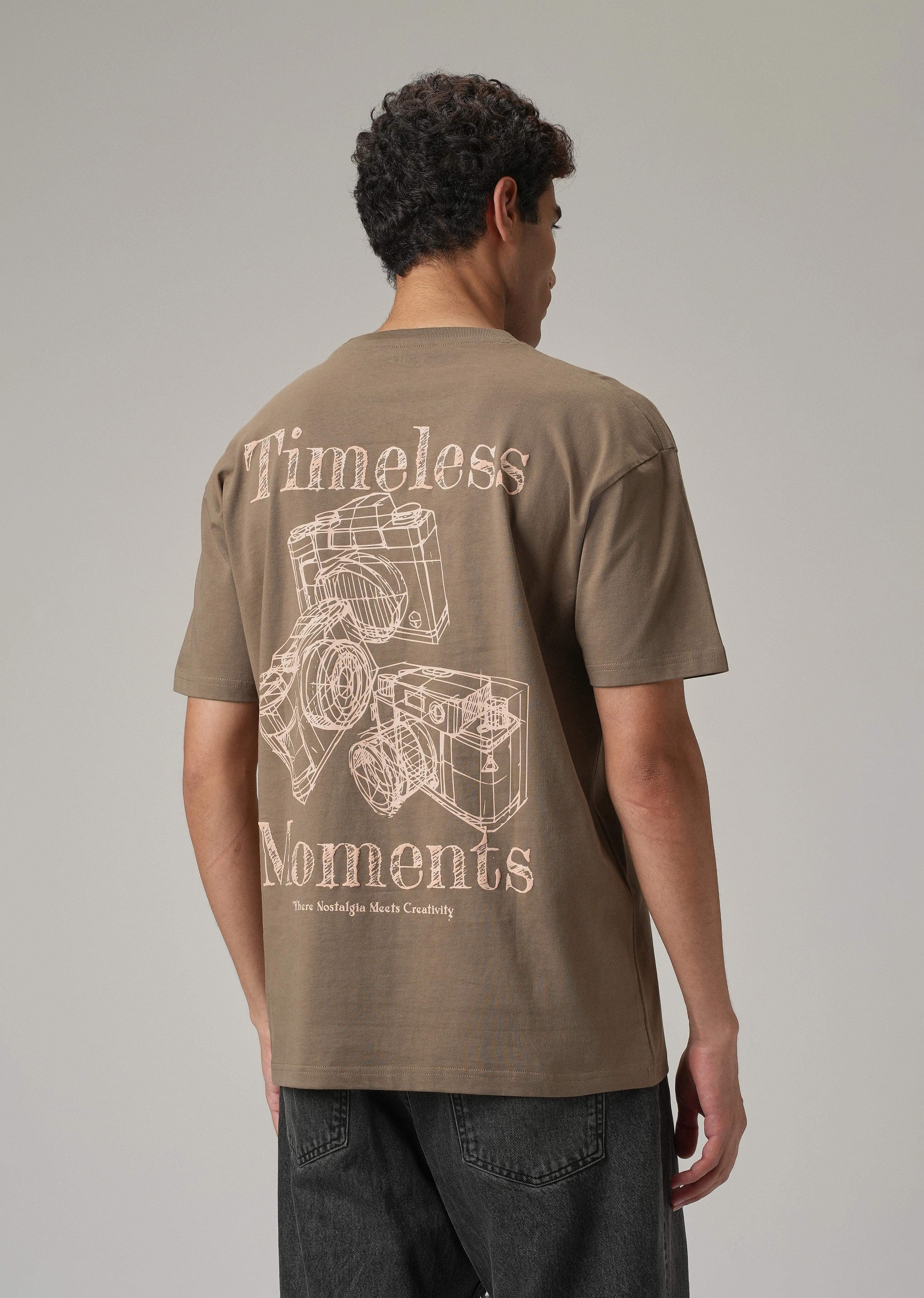 Brown Back Printed Oversized T-Shirt - Image 4
