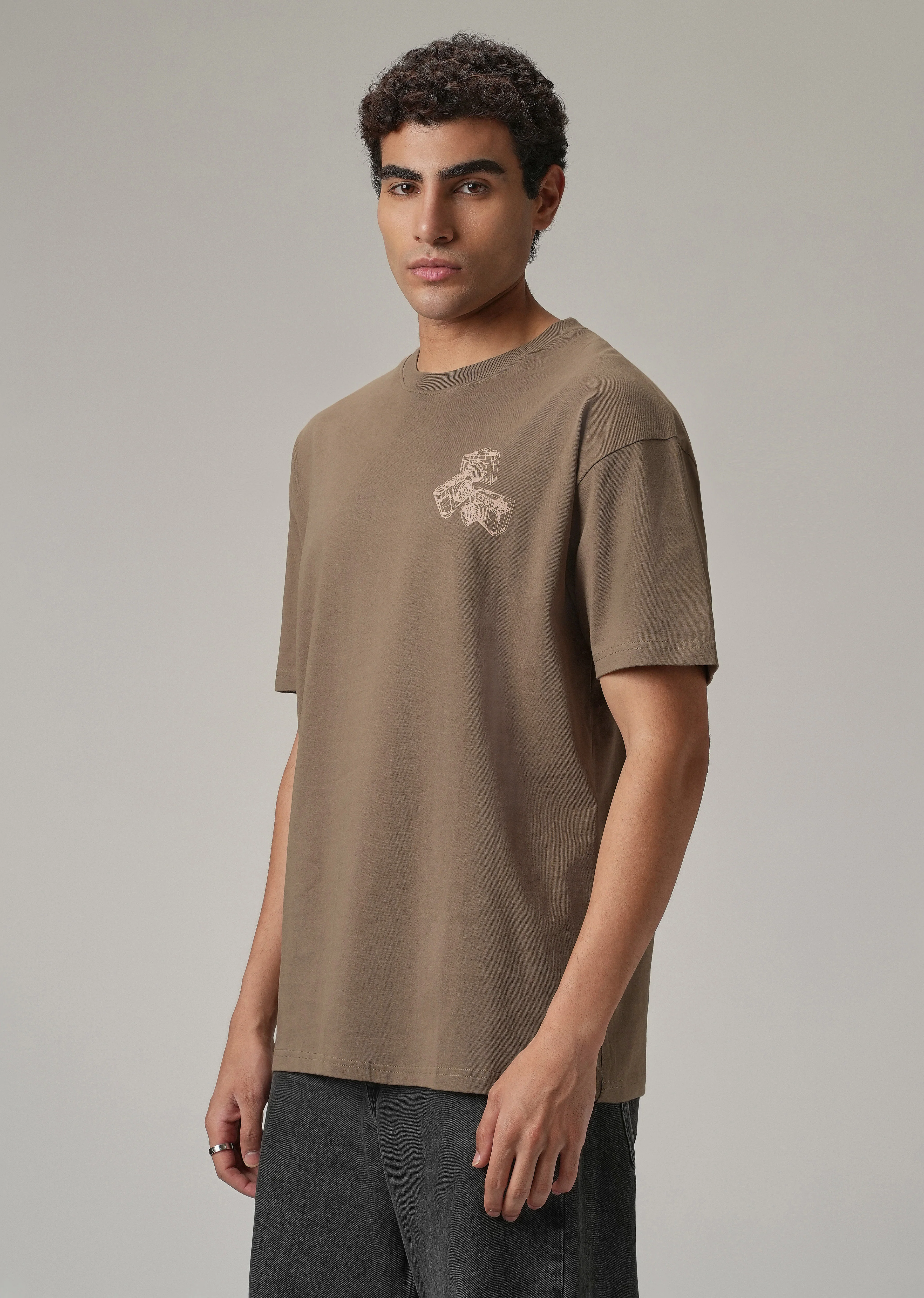Brown Back Printed Oversized T-Shirt - Image 5