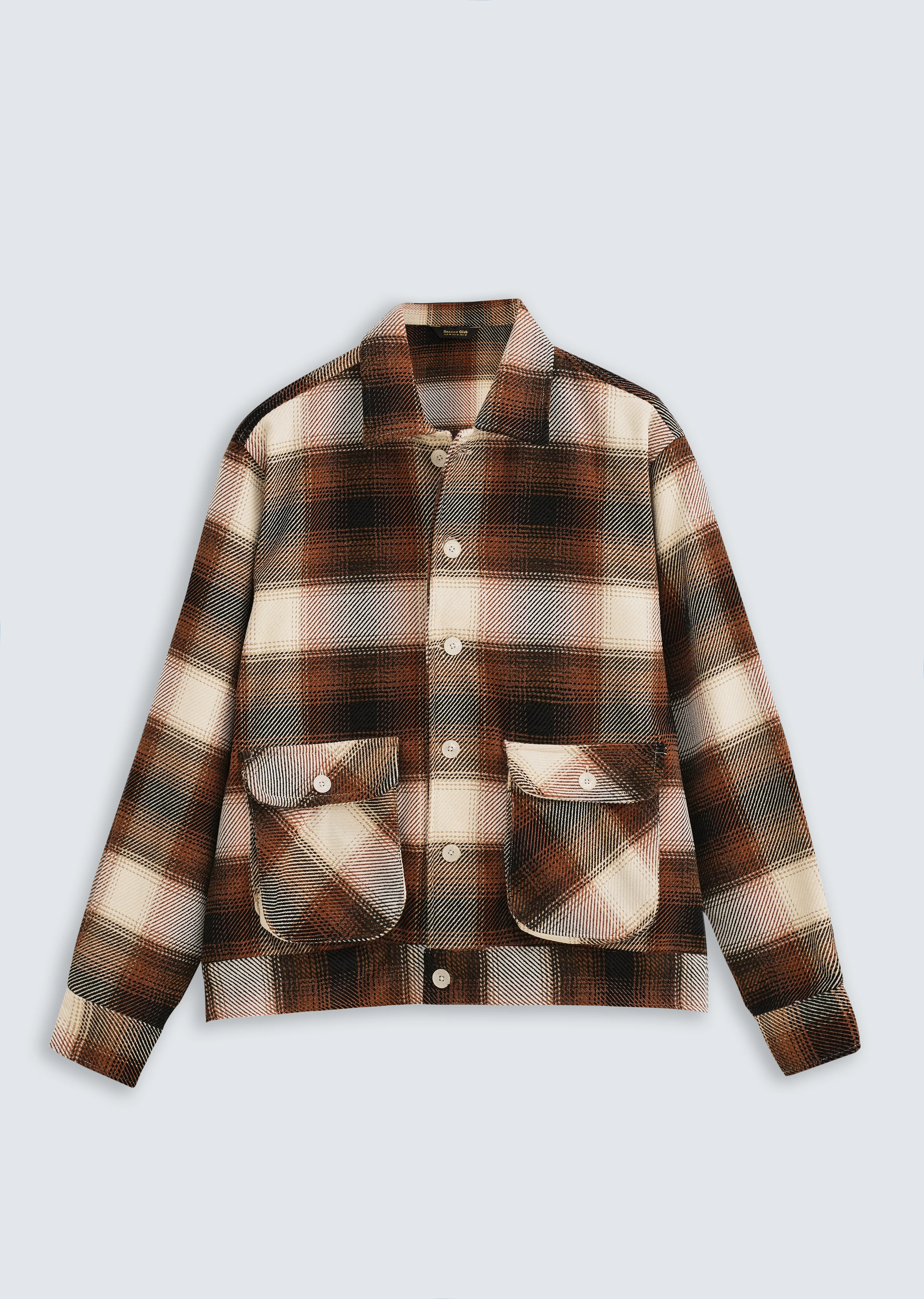 Brown Brushed Check Utility Shacket - Image 2