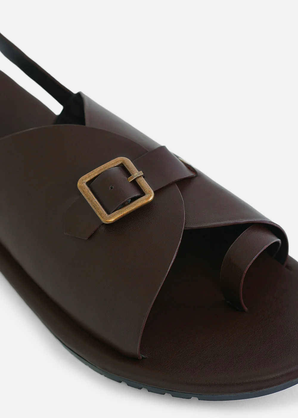 Brown Buckle Detail Cross Strap Sandals - Image 3