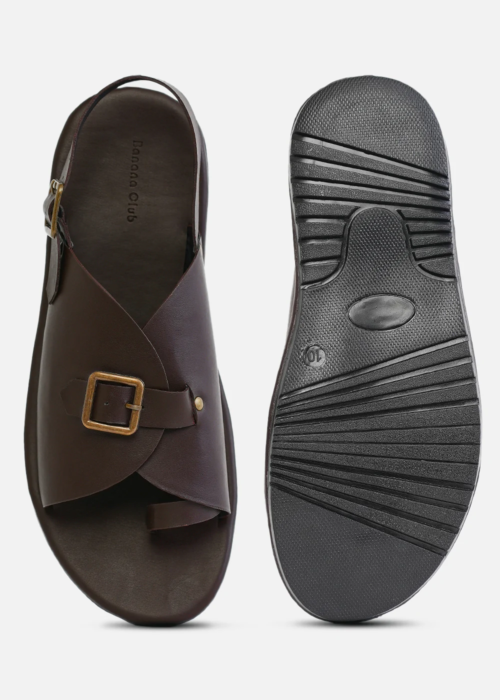 Brown Buckle Detail Cross Strap Sandals - Image 6