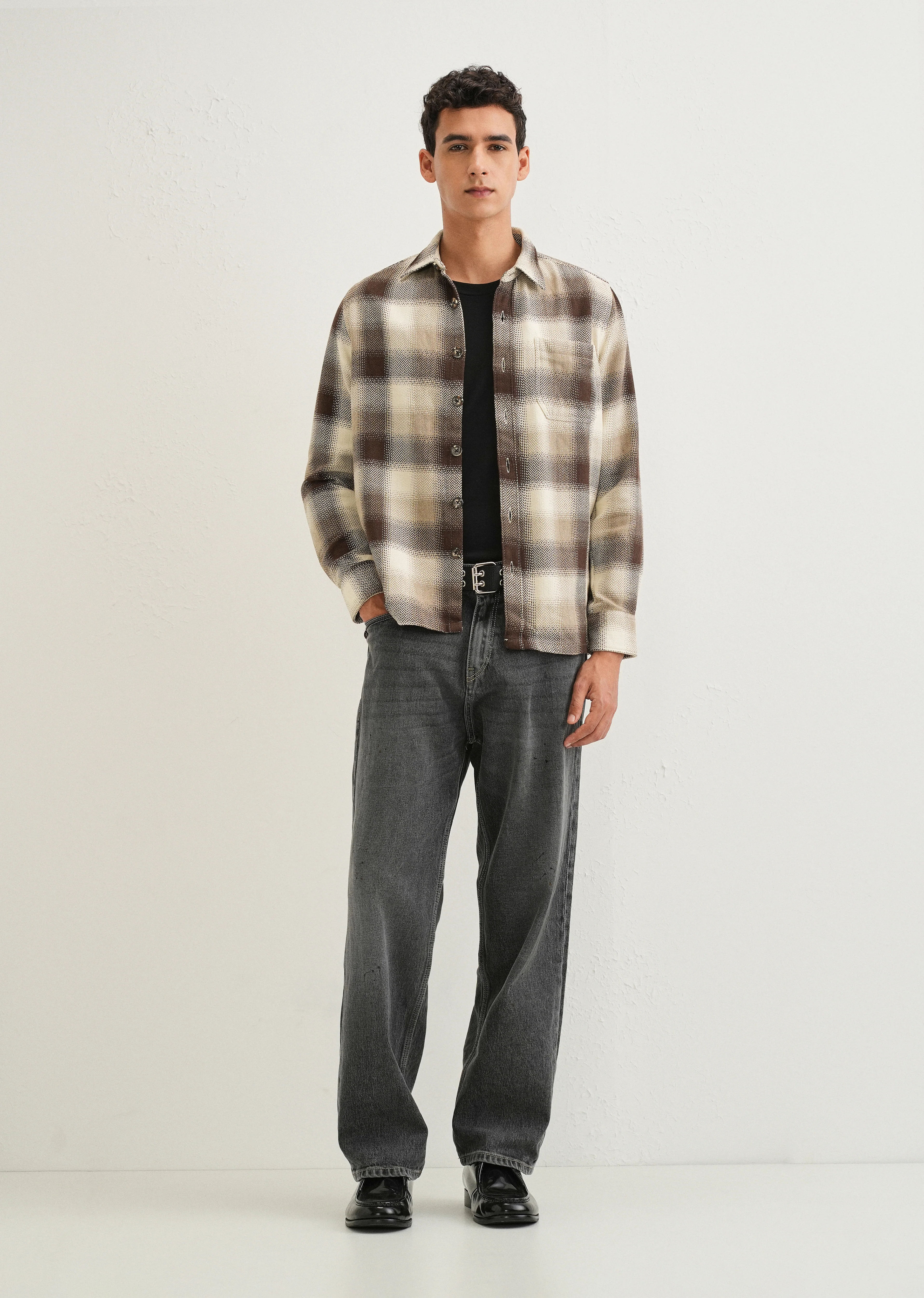 Brown Checked Overshirt - Image 7